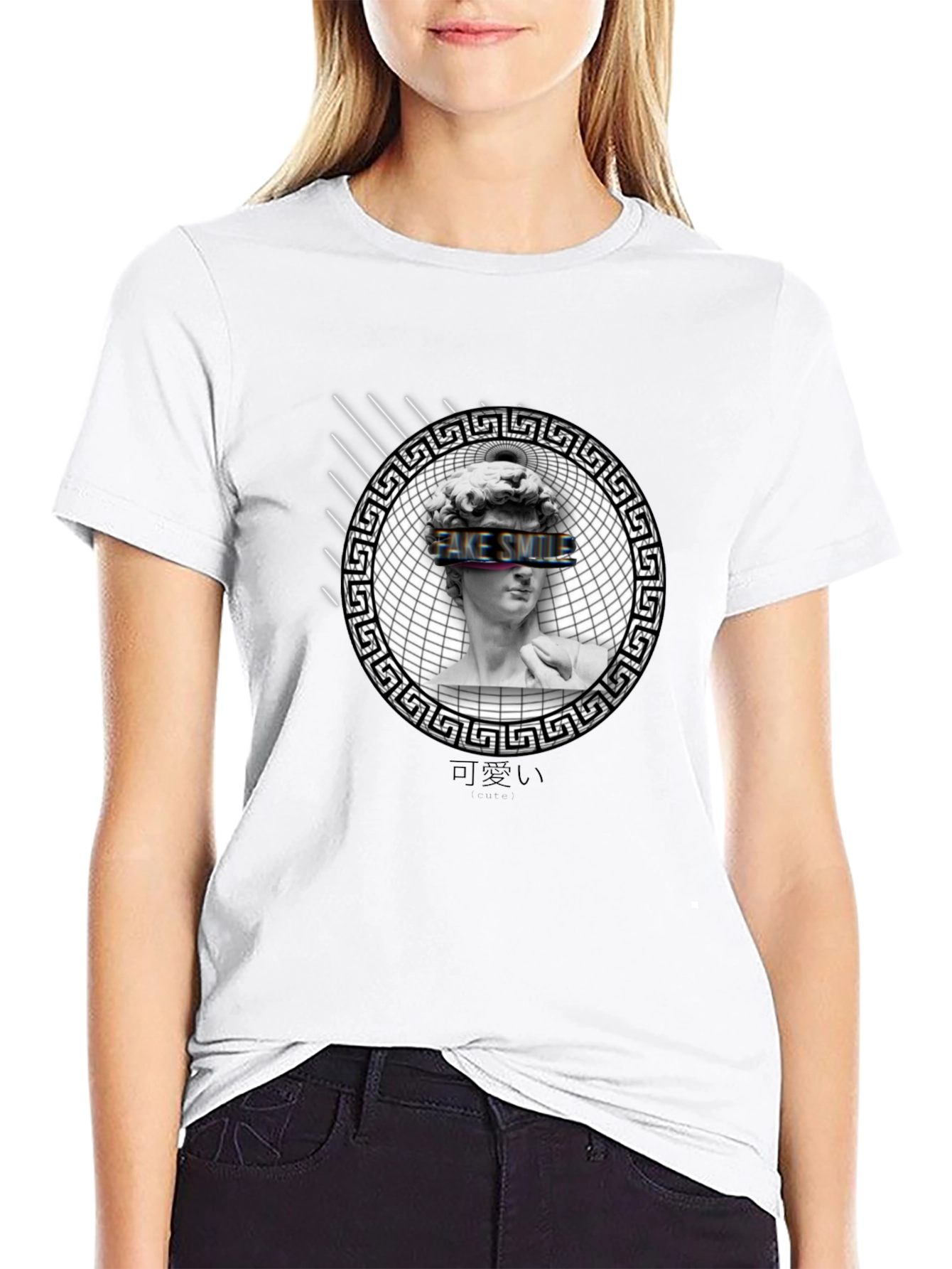 Fake Smile Graphic Print Tee - Black