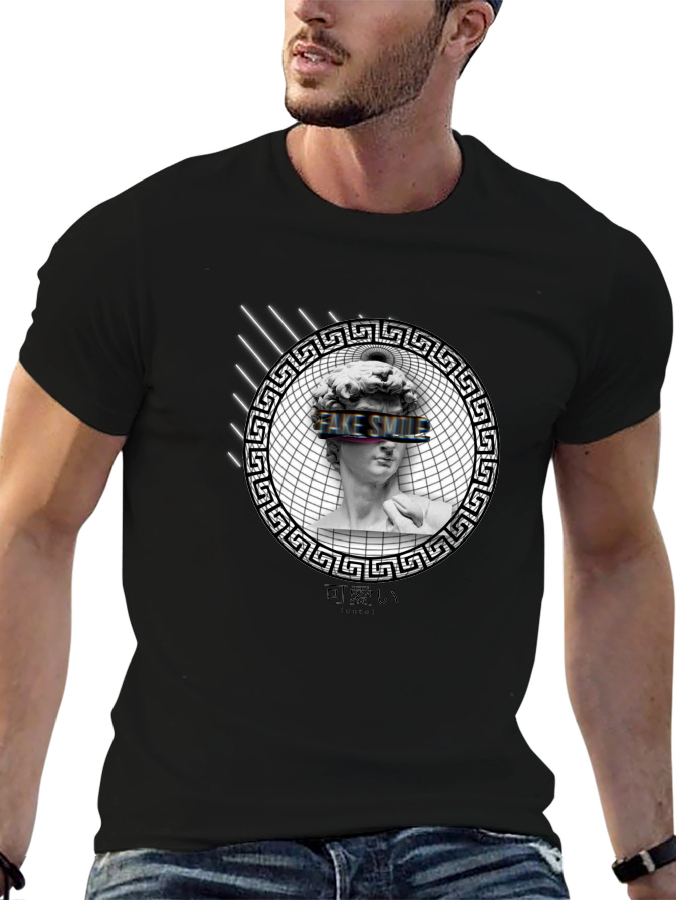 Fake Smile Graphic Print Tee - Black