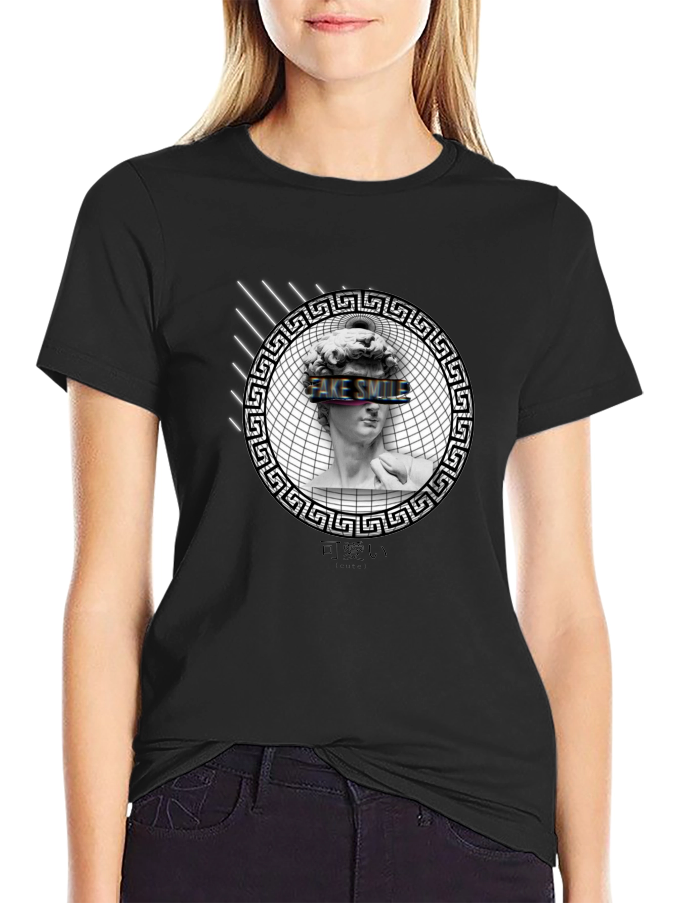 Fake Smile Graphic Print Tee - Black