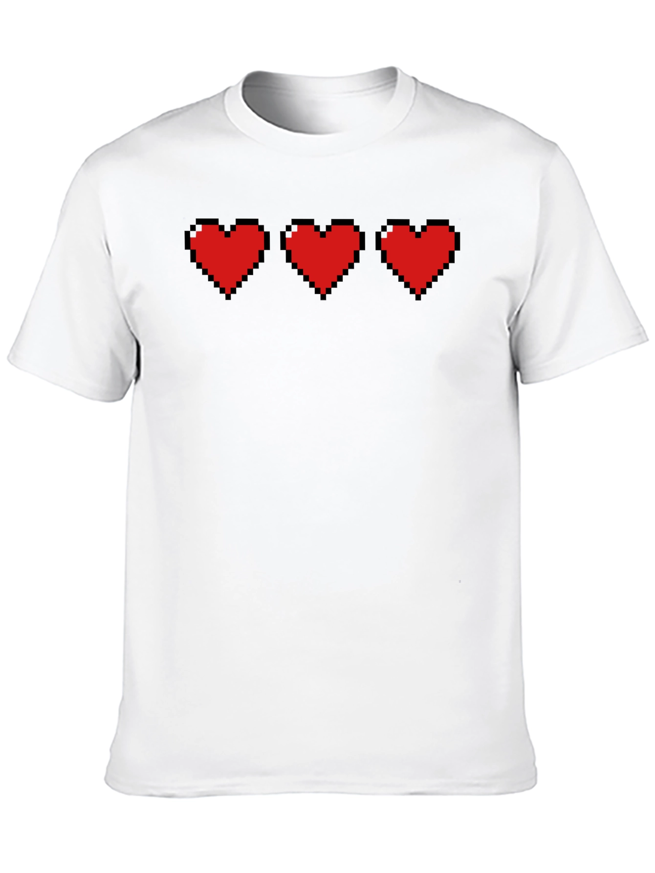 Pixel Hearts Black T-Shirt - Gamer Style