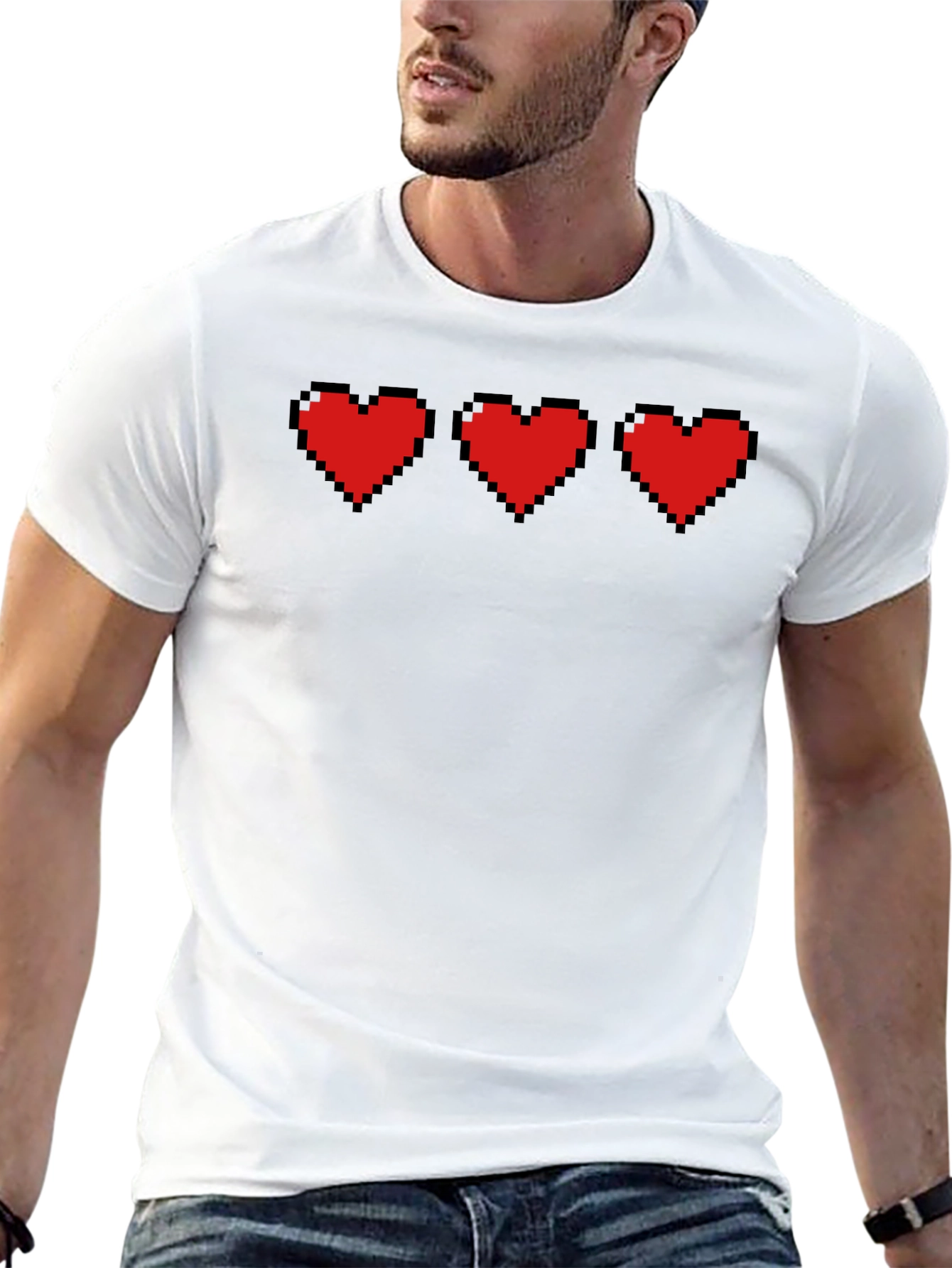 Pixel Hearts Black T-Shirt - Gamer Style