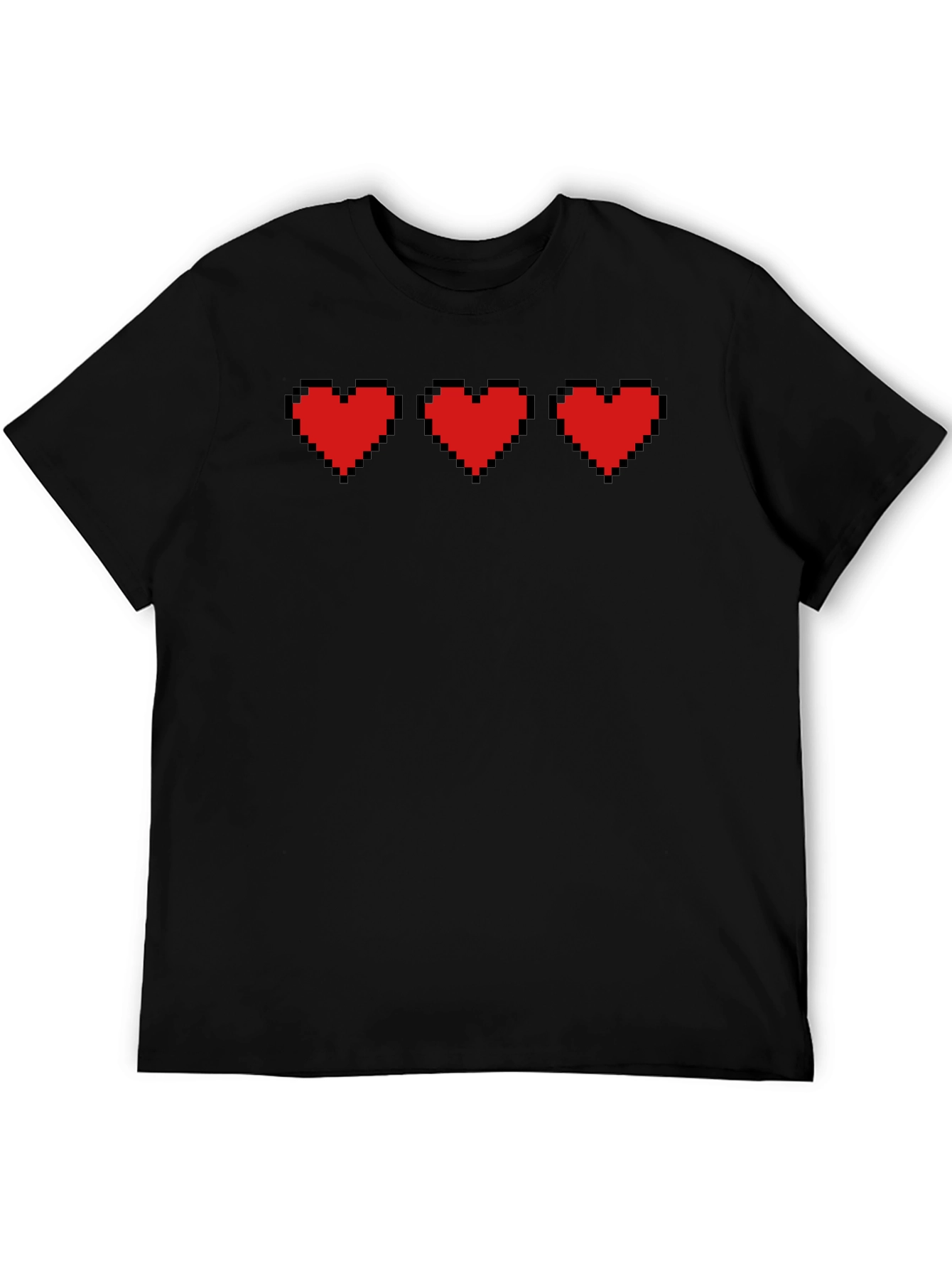 Pixel Hearts Black T-Shirt - Gamer Style