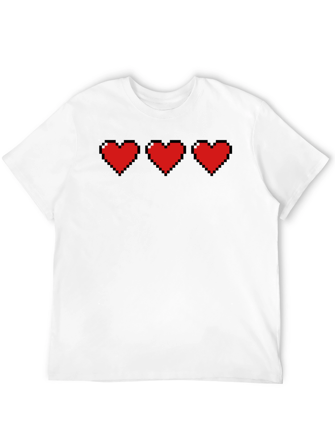 Pixel Hearts Black T-Shirt - Gamer Style
