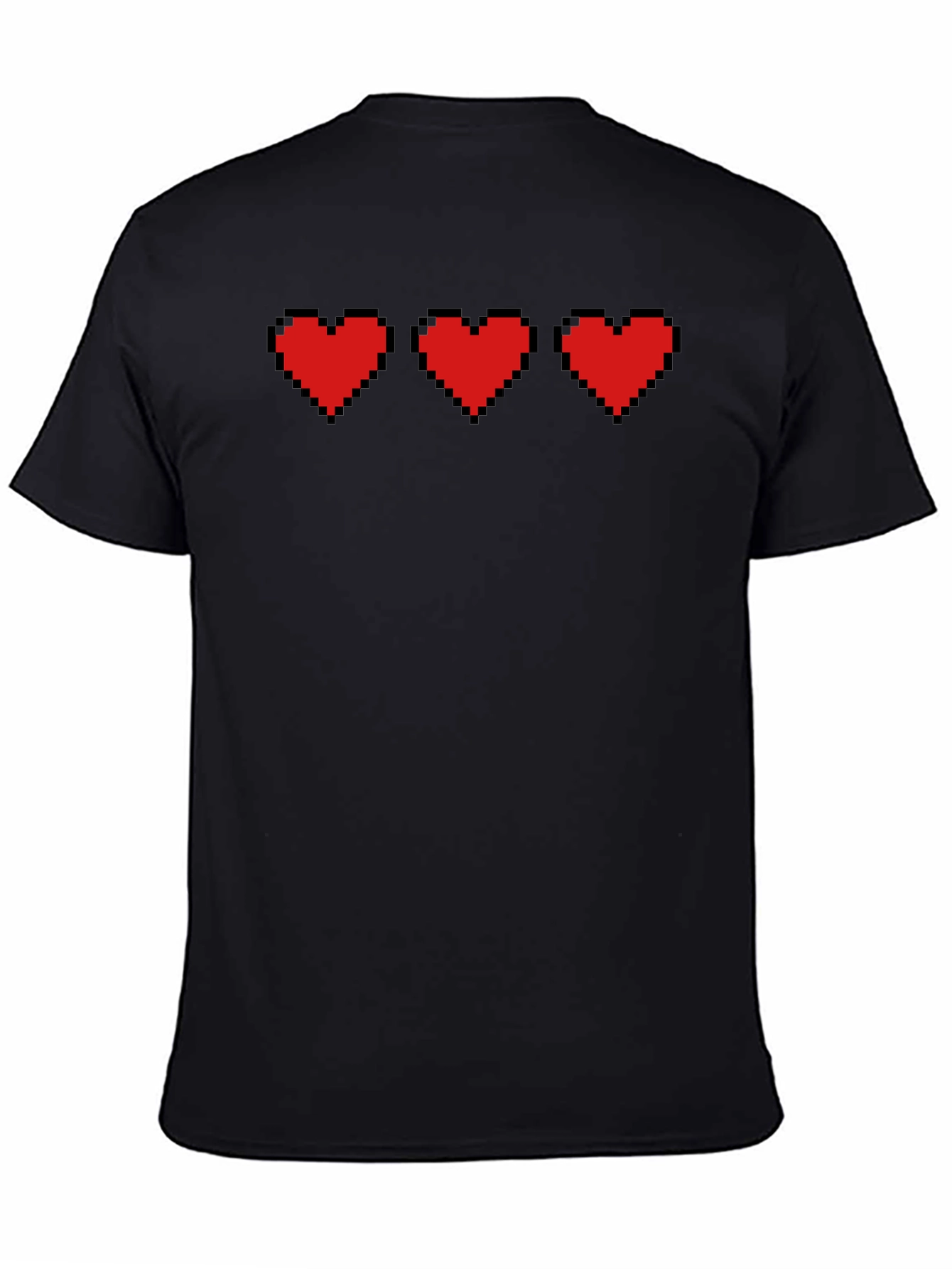 Pixel Hearts Black T-Shirt - Gamer Style