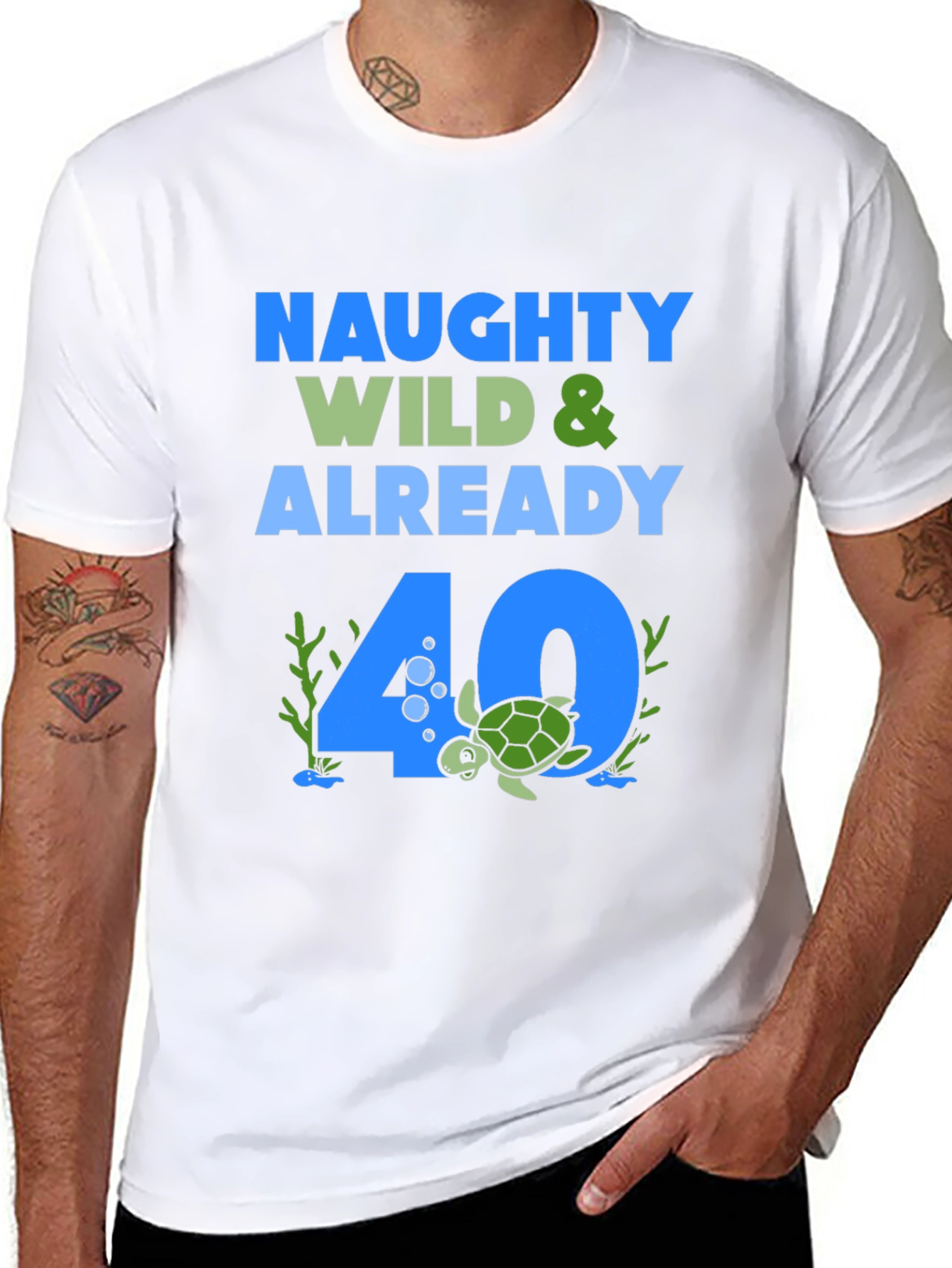 Naughty Wild & Already 40 Turtle Graphic Tee
