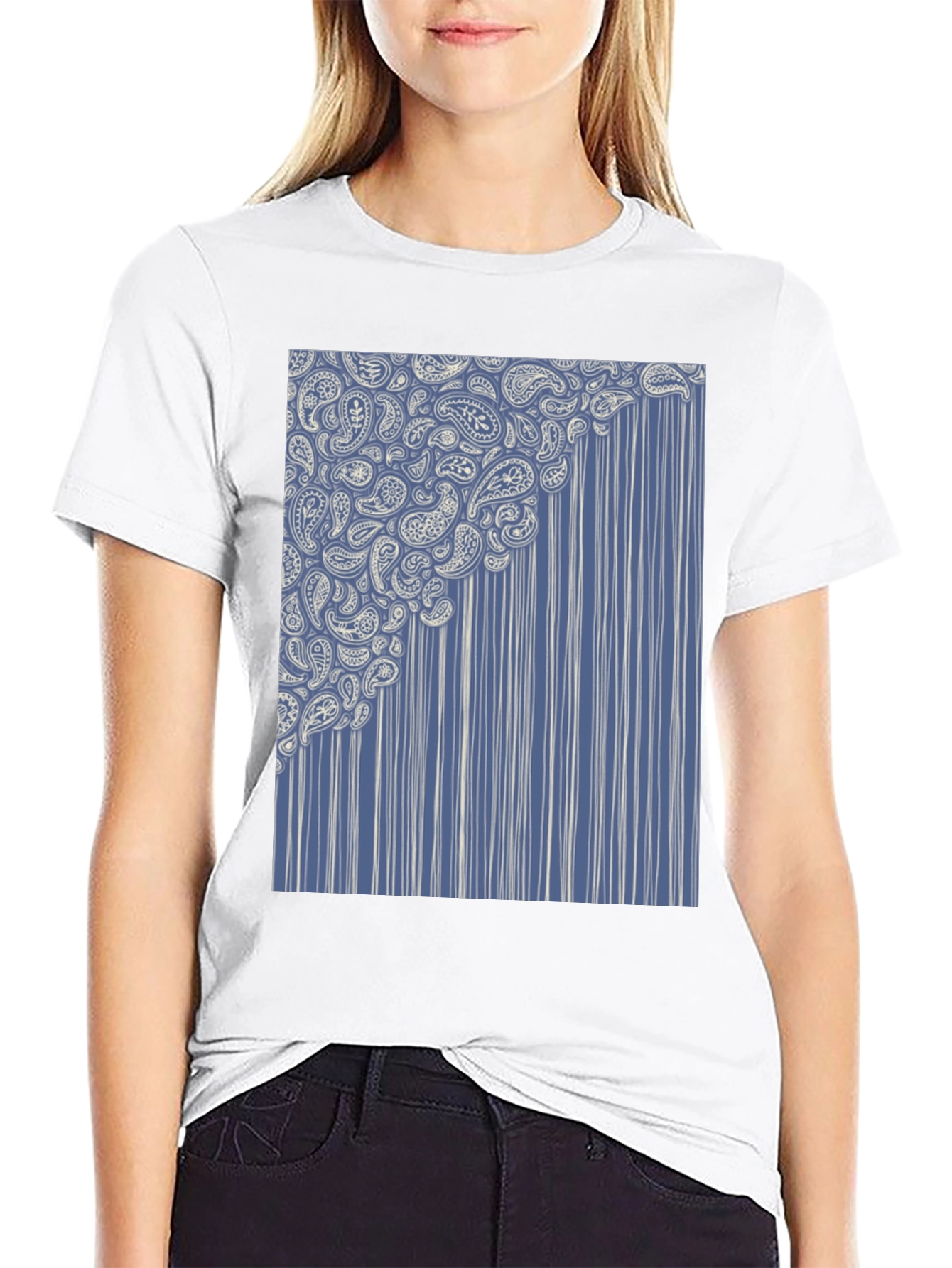 Paisley Cascade Graphic Tee - Stylish Comfort