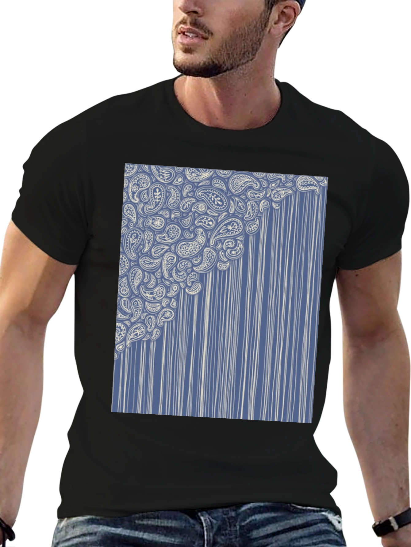Paisley Cascade Graphic Tee - Stylish Comfort