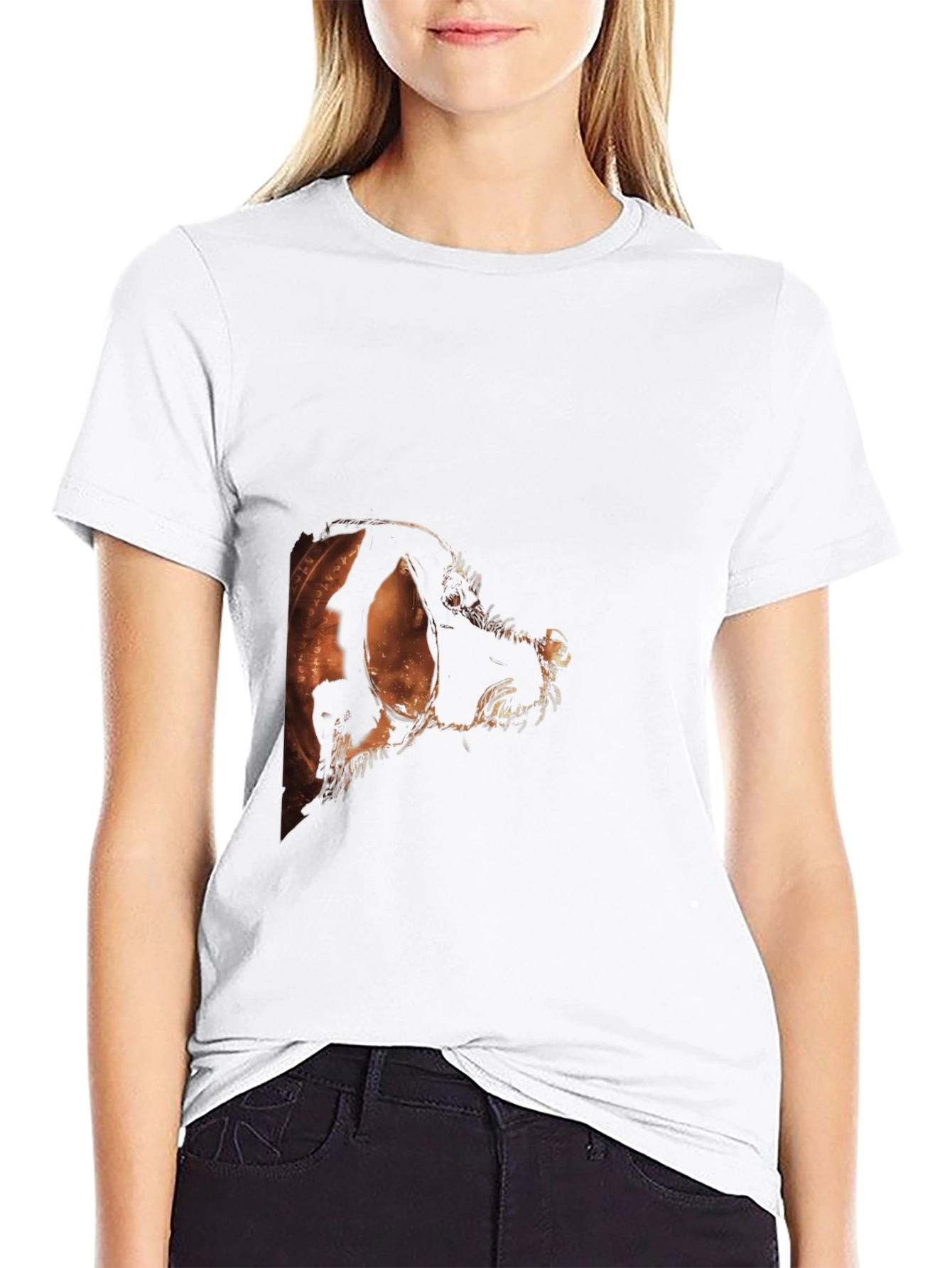 Abstract Dog Graphic Black T-Shirt