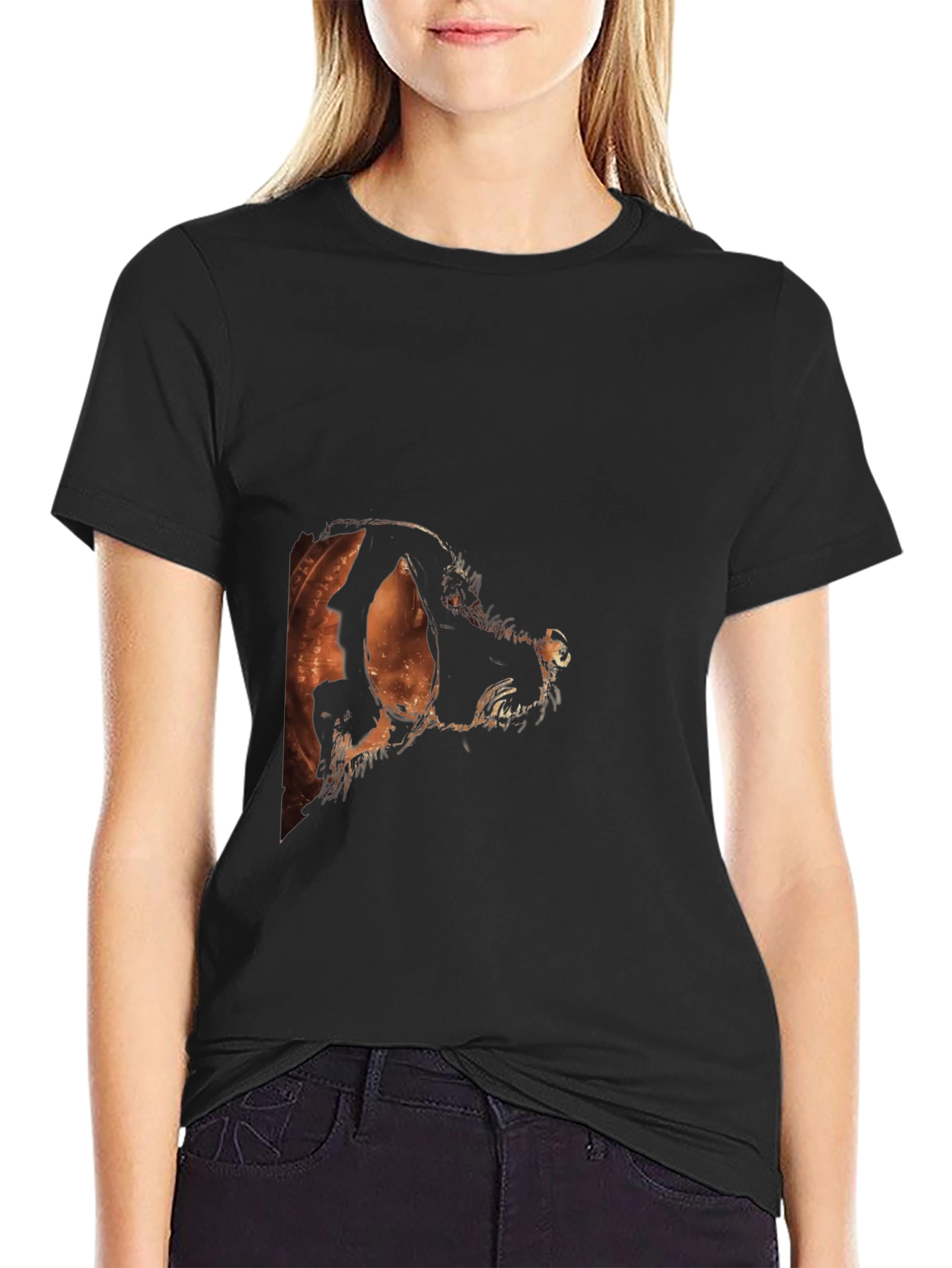 Abstract Dog Graphic Black T-Shirt