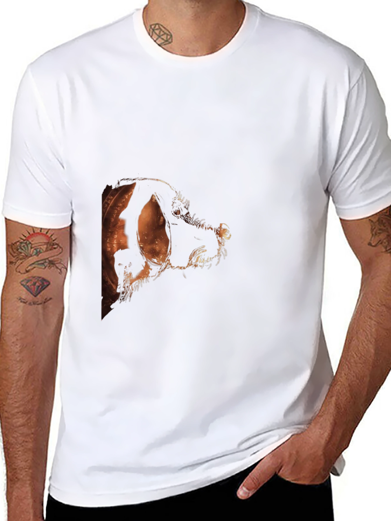 Abstract Dog Graphic Black T-Shirt