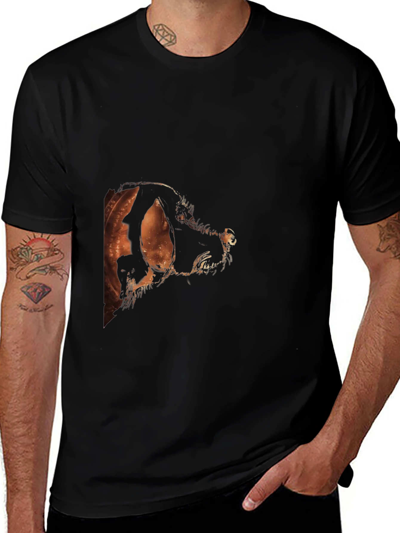Abstract Dog Graphic Black T-Shirt