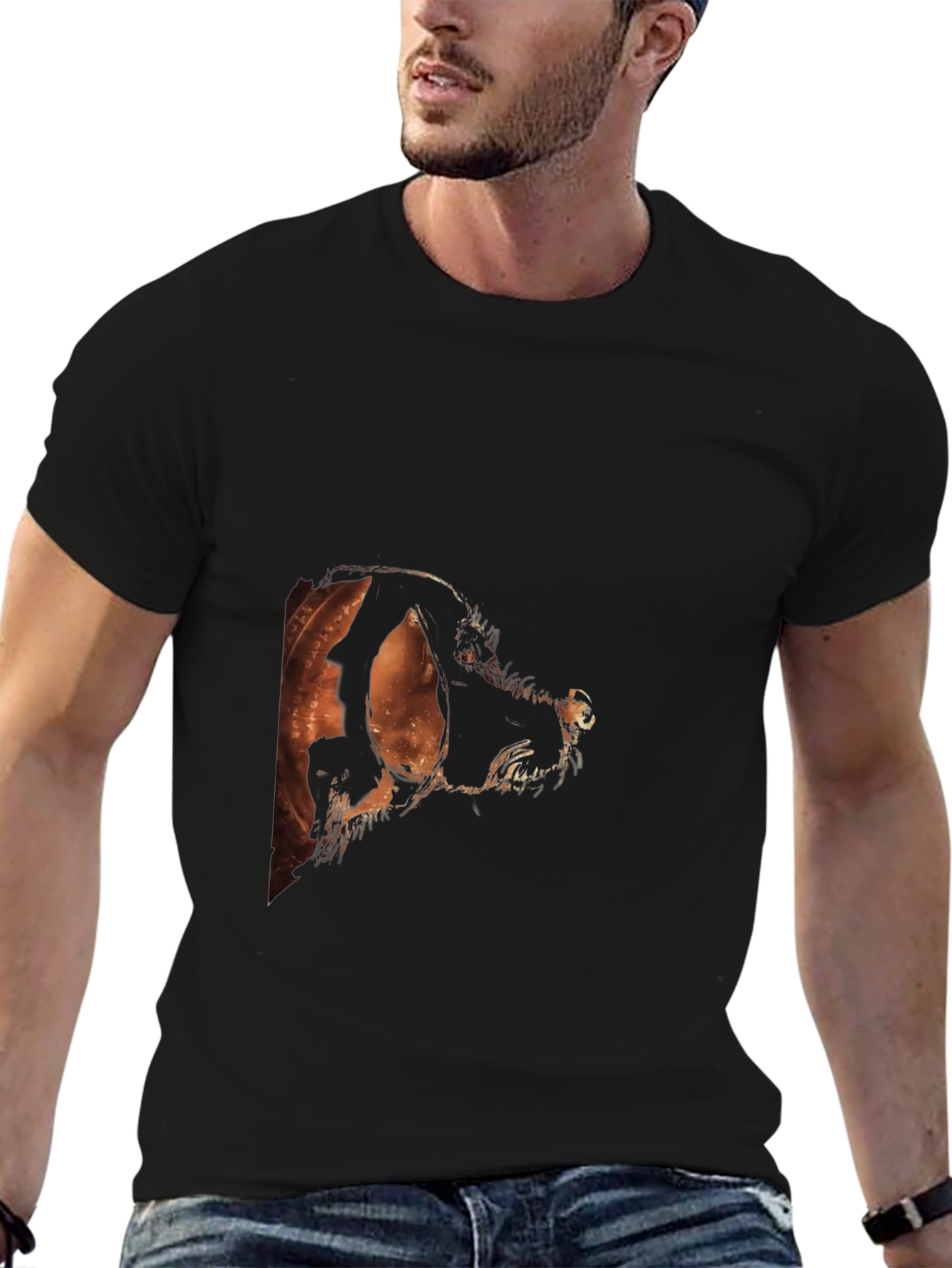 Abstract Dog Graphic Black T-Shirt