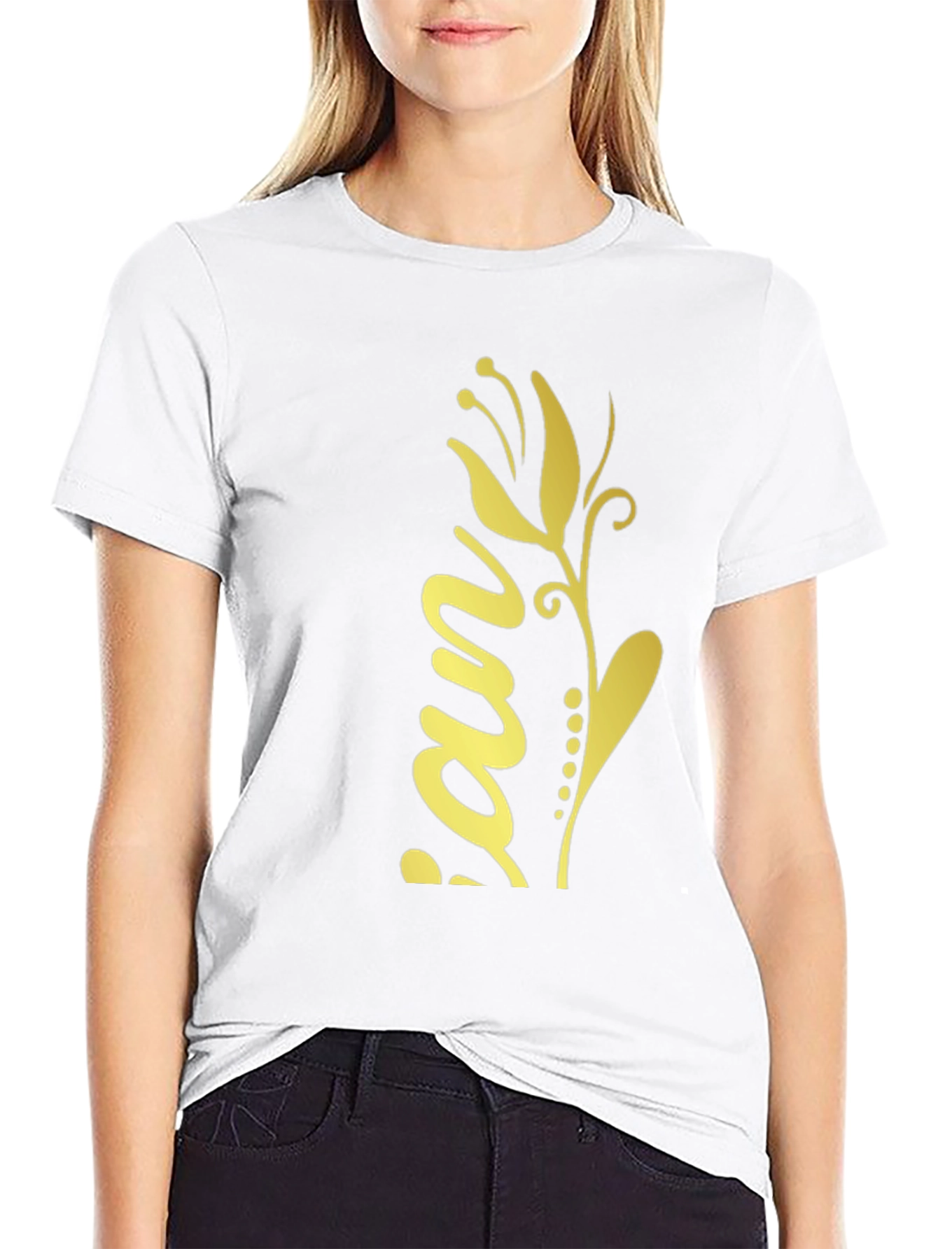 Black Floral Print Graphic Tee Shirt