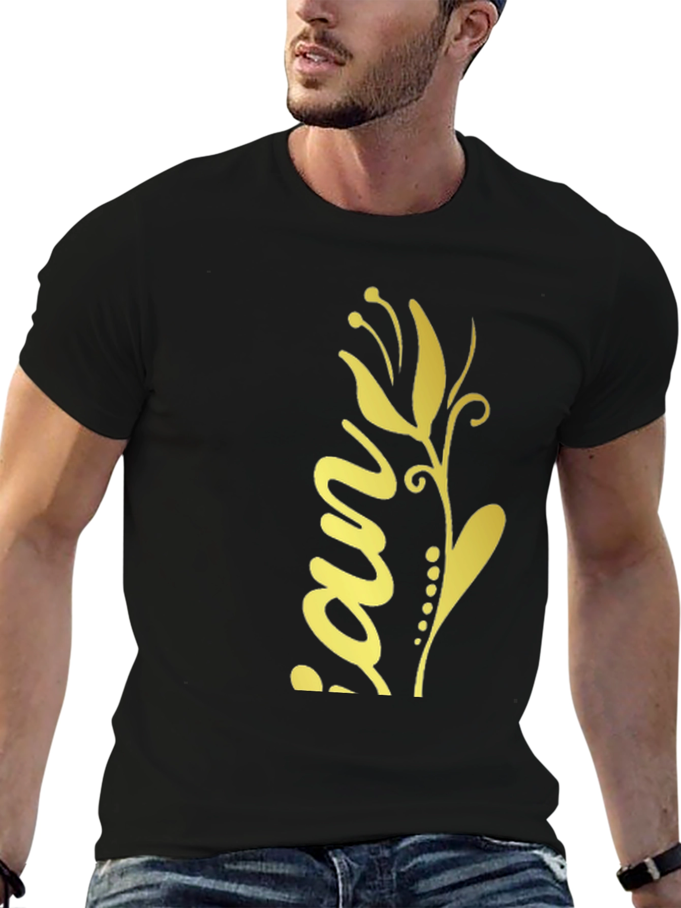 Black Floral Print Graphic Tee Shirt