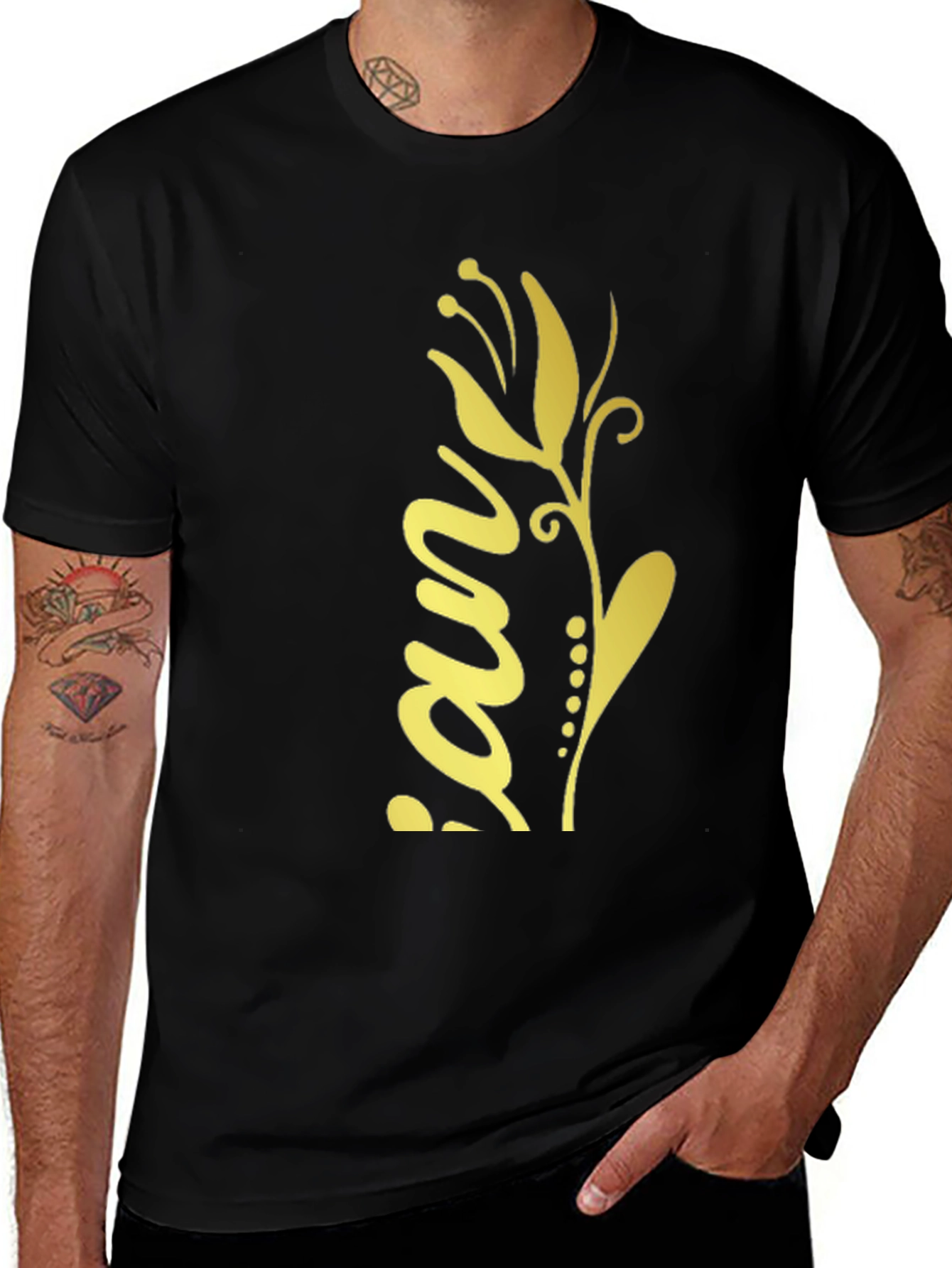 Black Floral Print Graphic Tee Shirt