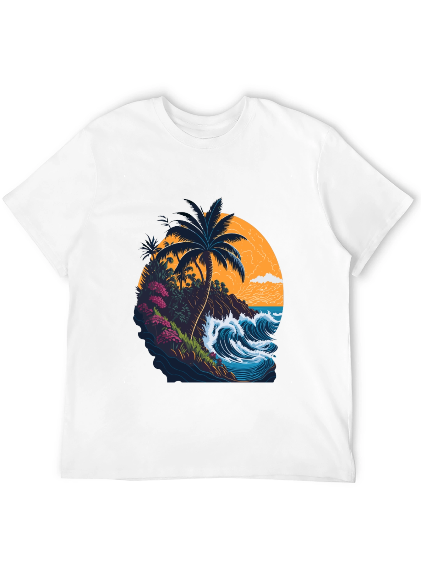 Tropical Island Graphic Tee - Black