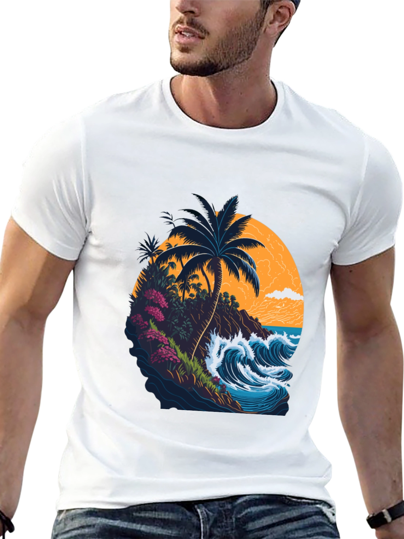 Tropical Island Graphic Tee - Black