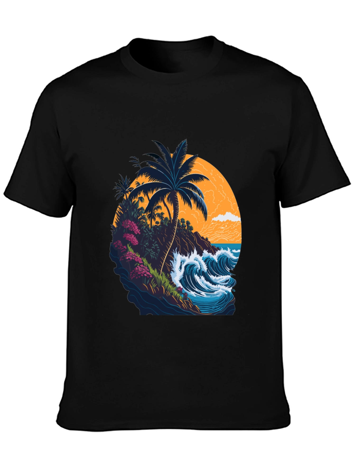 Tropical Island Graphic Tee - Black
