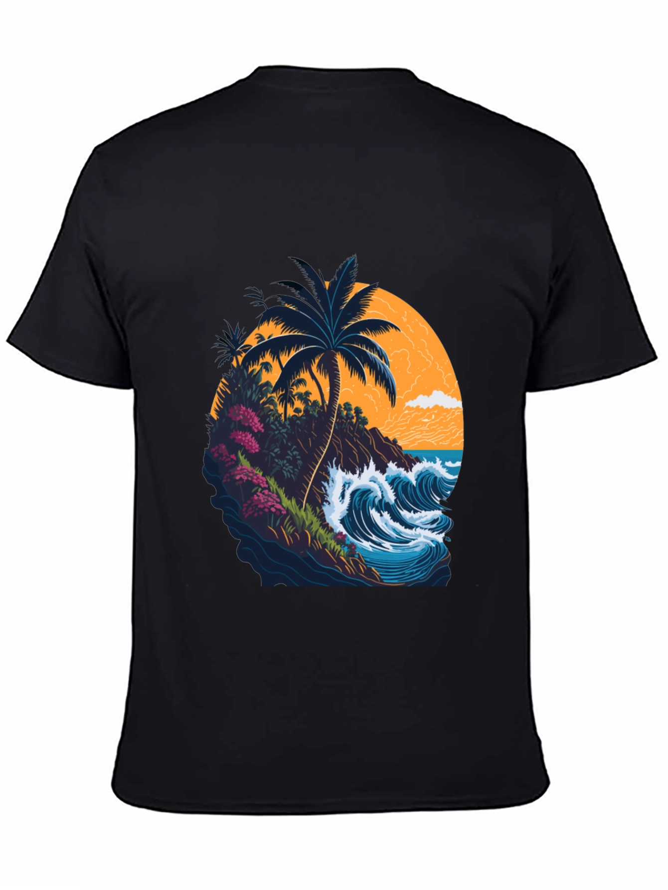 Tropical Island Graphic Tee - Black