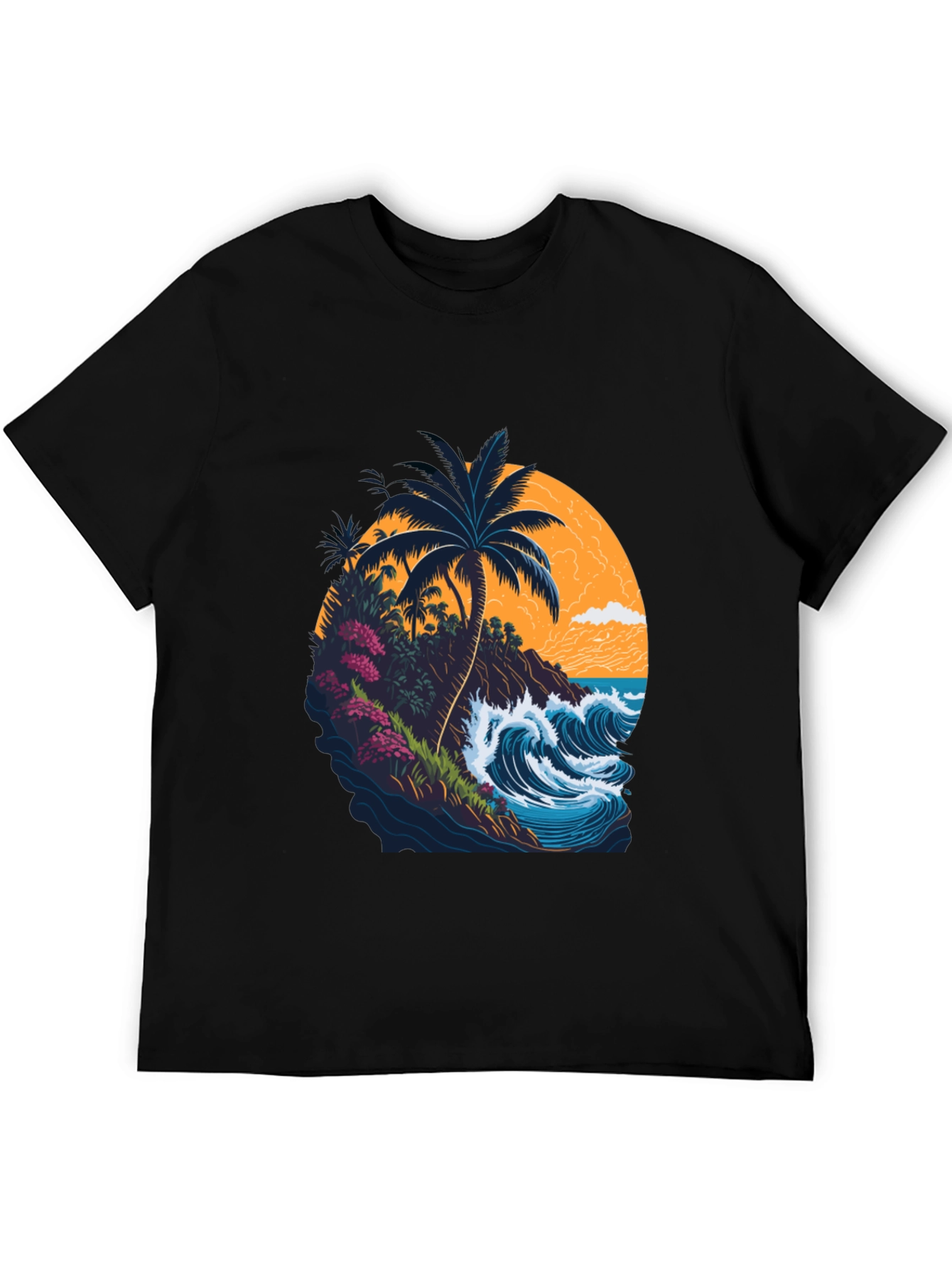 Tropical Island Graphic Tee - Black