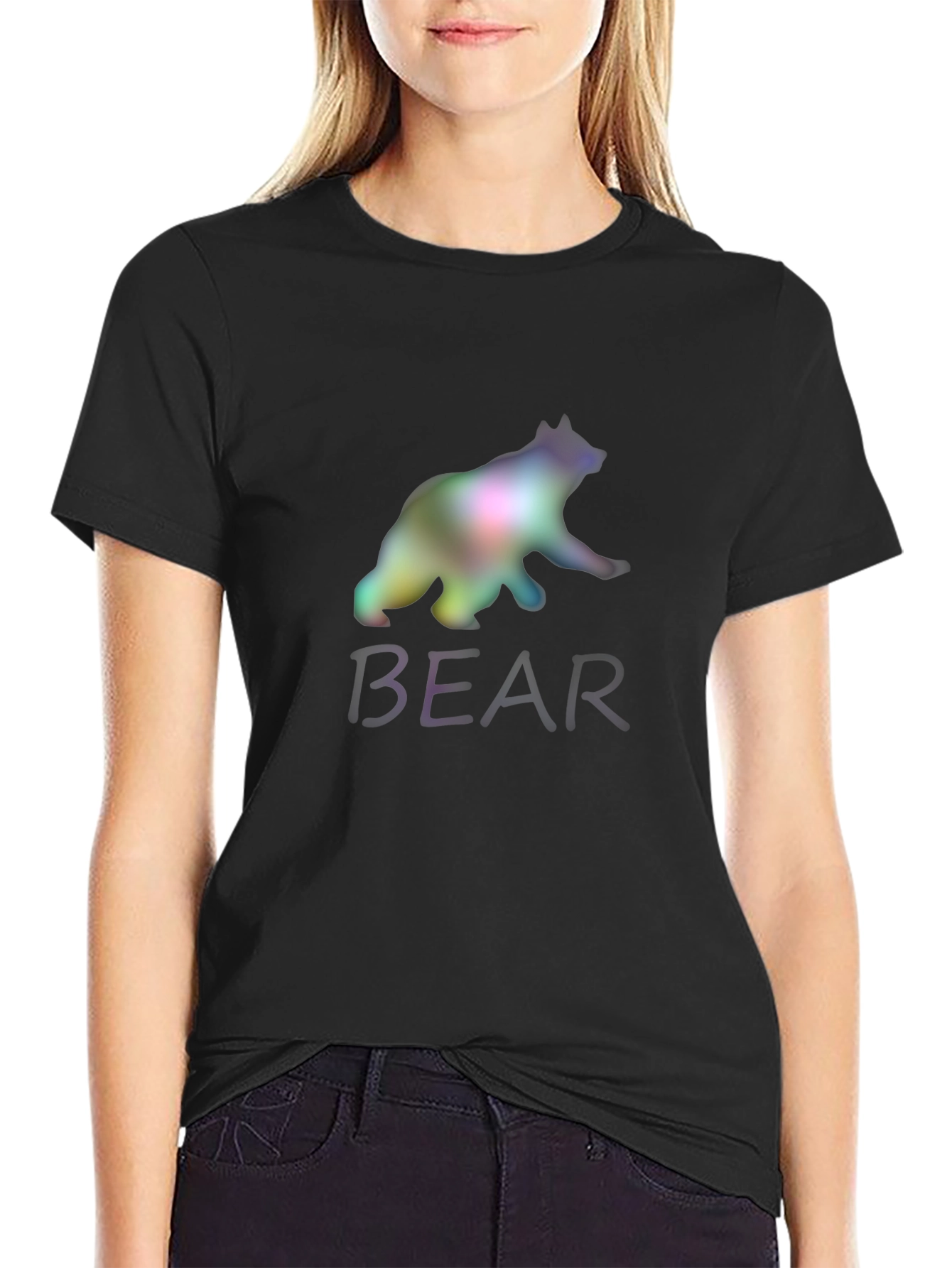 Mens Black Bear Graphic Print T-Shirt