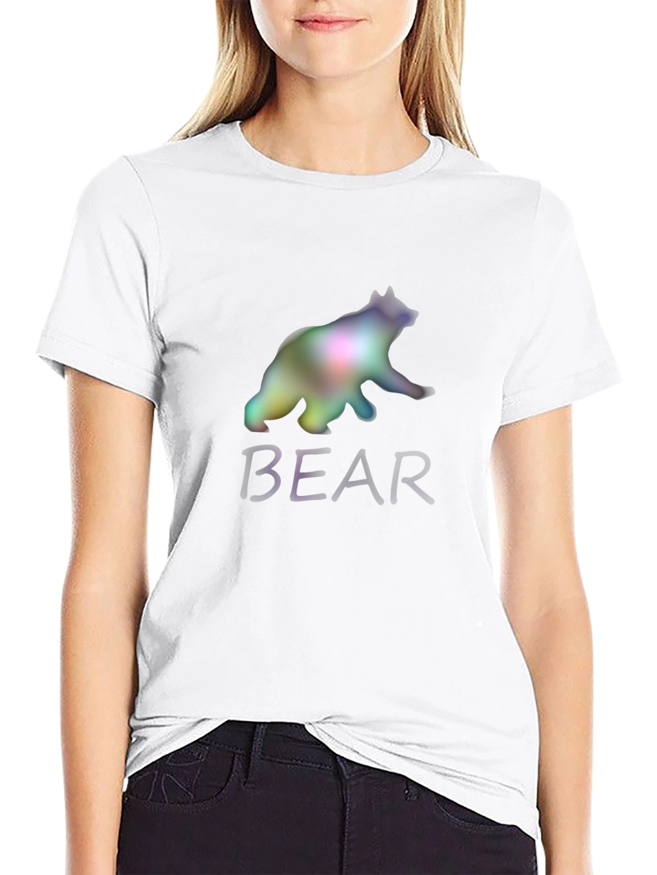 Mens Black Bear Graphic Print T-Shirt