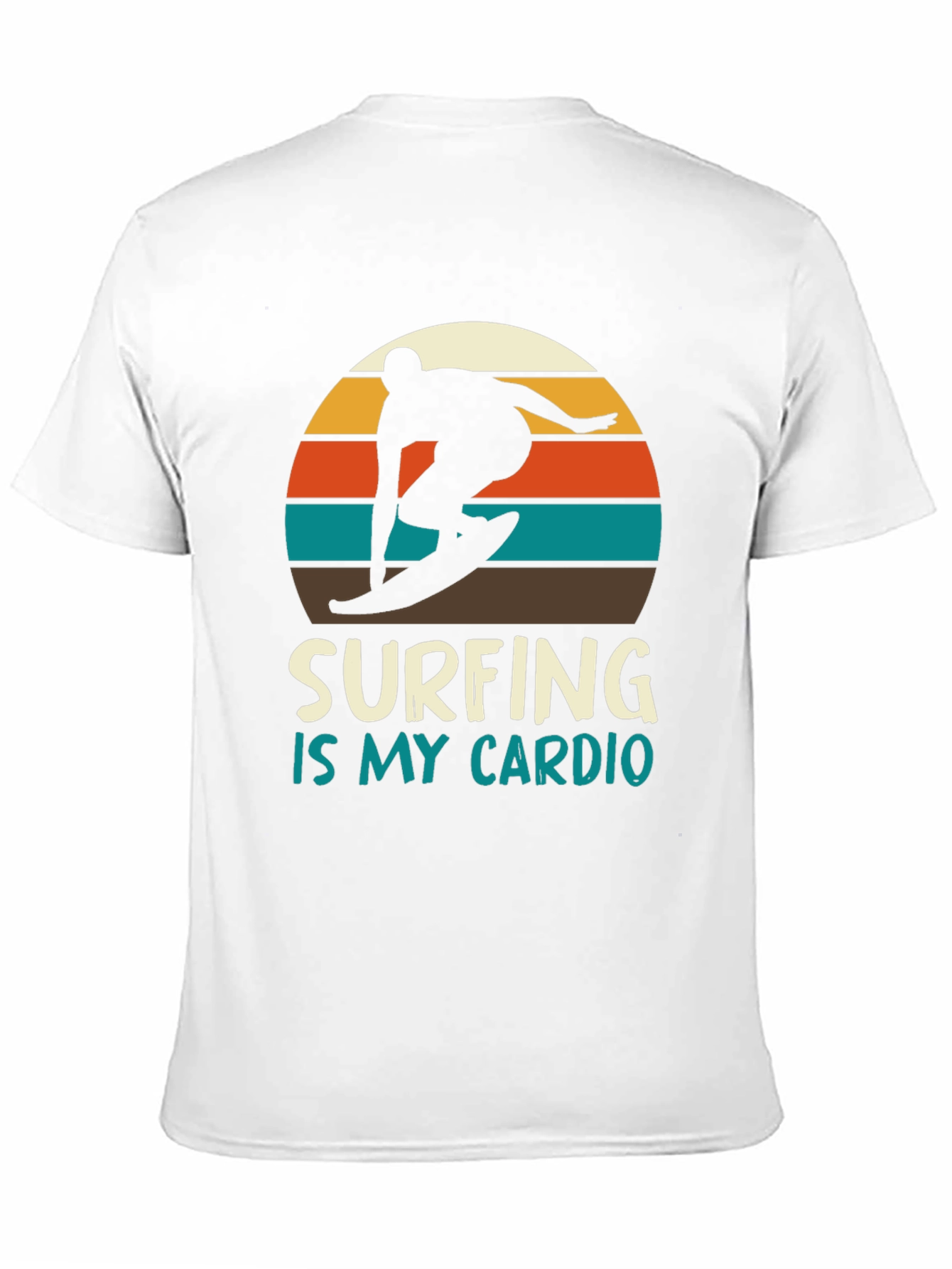 Surfing is My Cardio T-Shirt - Retro Sunset Design