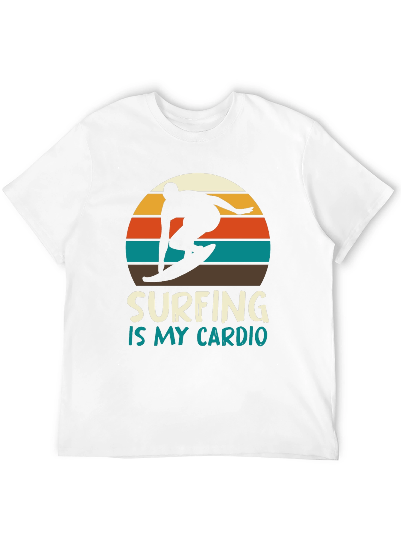 Surfing is My Cardio T-Shirt - Retro Sunset Design