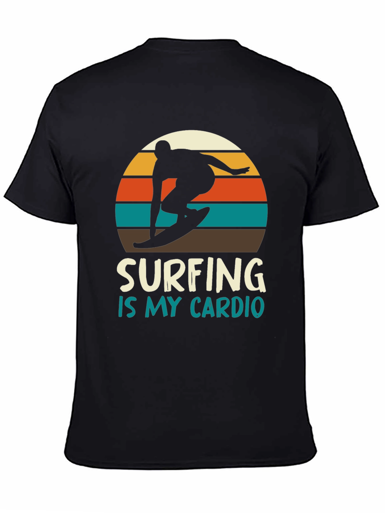 Surfing is My Cardio T-Shirt - Retro Sunset Design