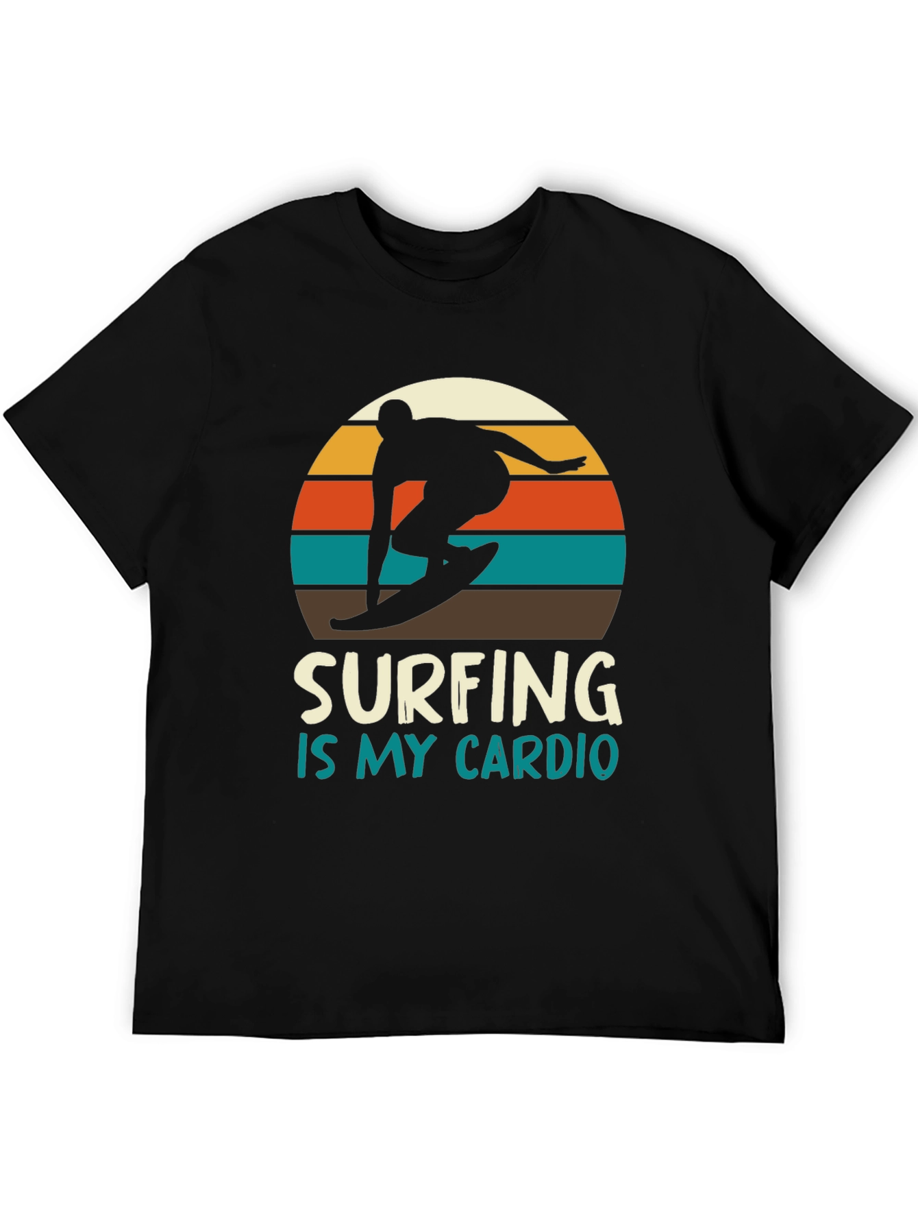 Surfing is My Cardio T-Shirt - Retro Sunset Design