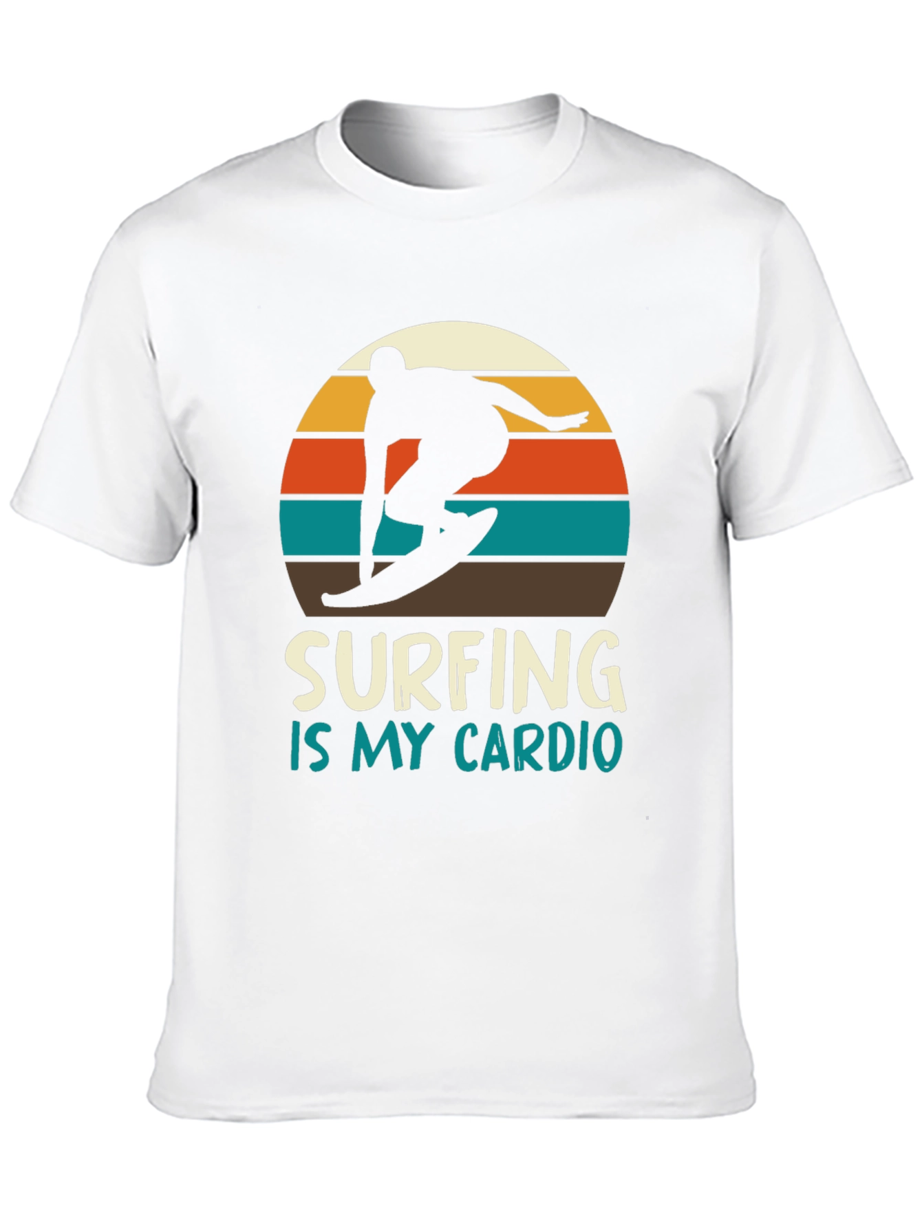 Surfing is My Cardio T-Shirt - Retro Sunset Design