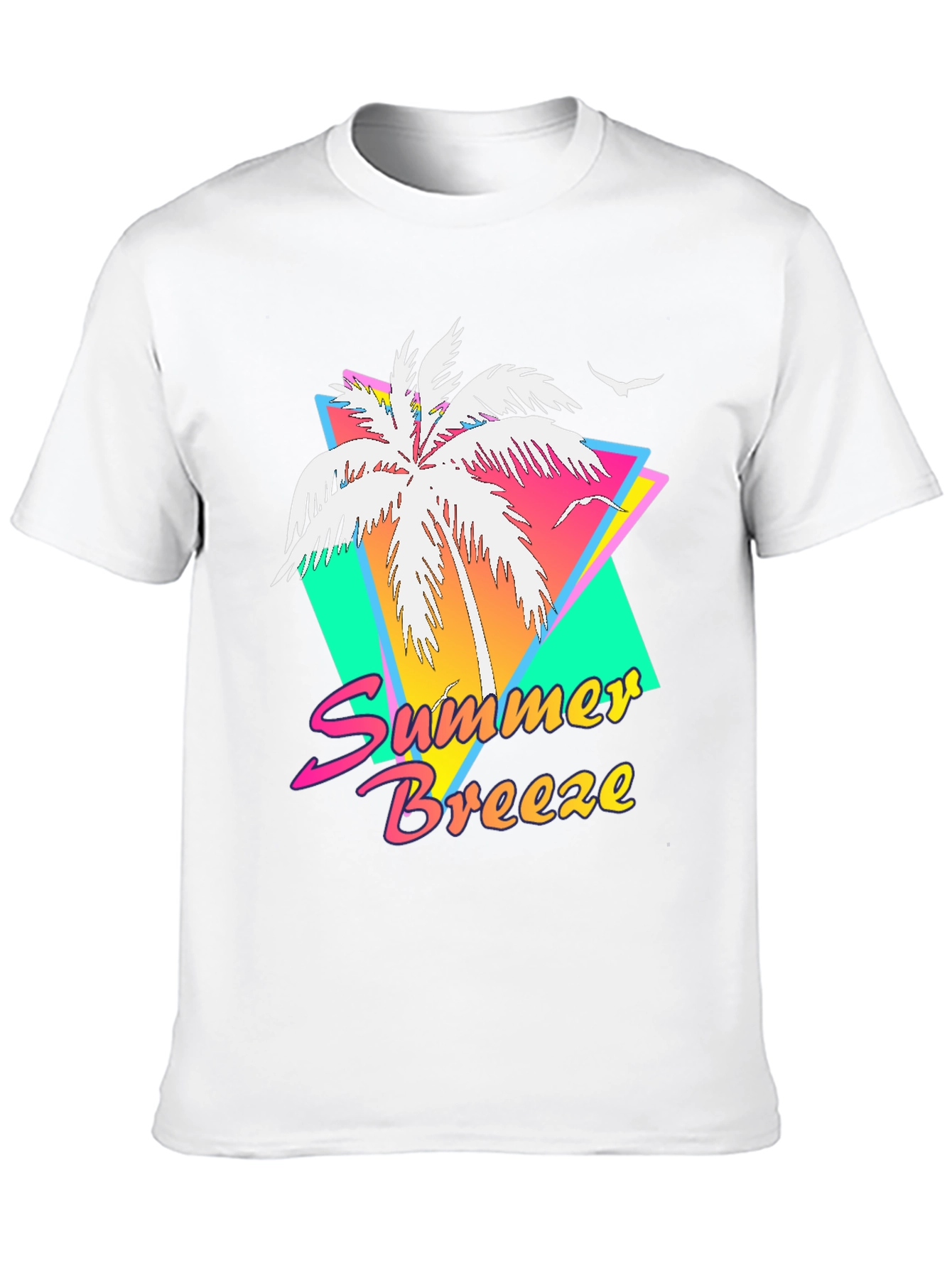 Summer Breeze Graphic Tee - Retro Palm Tree Design