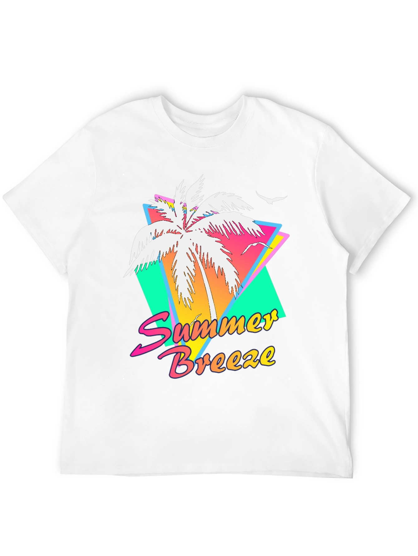Summer Breeze Graphic Tee - Retro Palm Tree Design