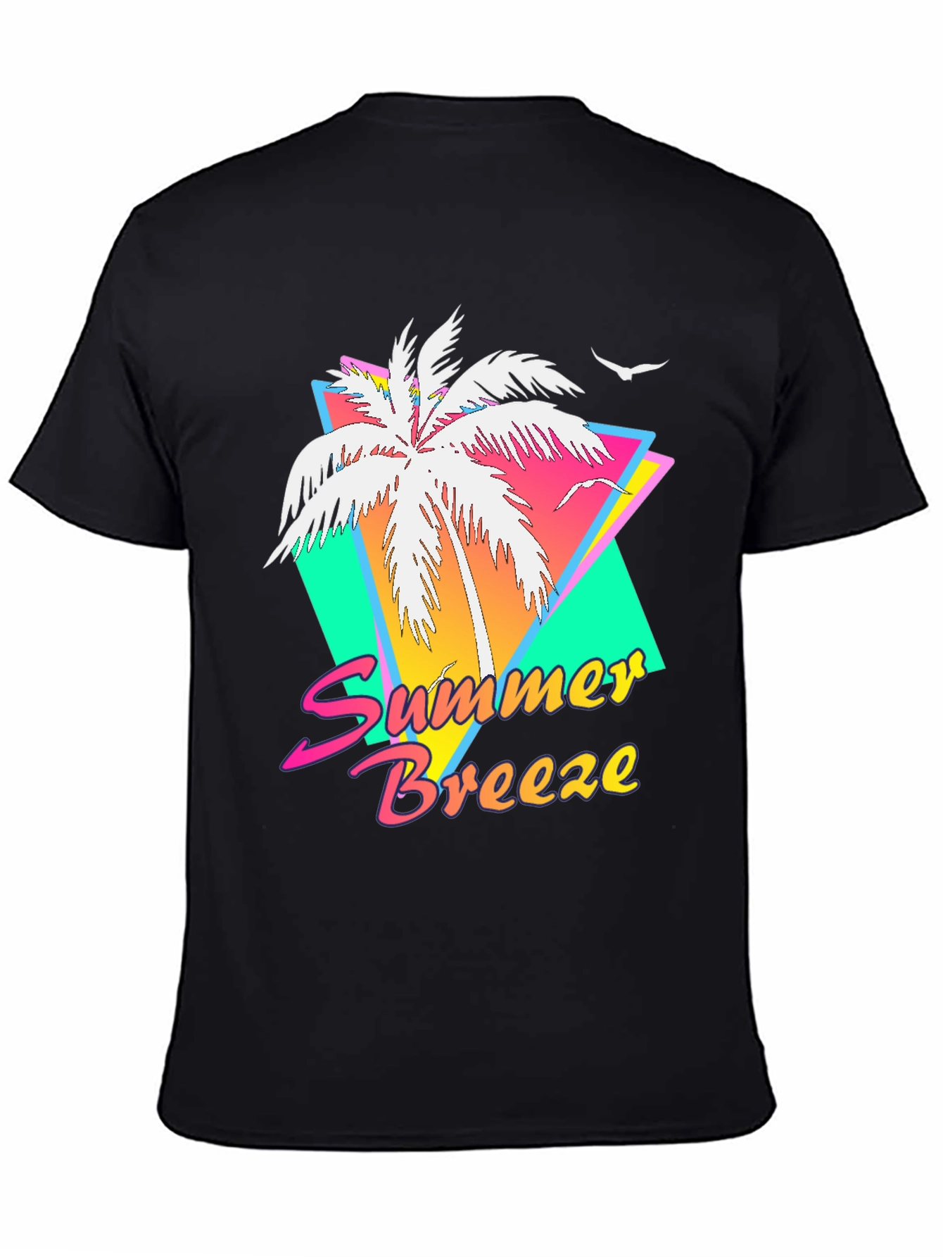Summer Breeze Graphic Tee - Retro Palm Tree Design