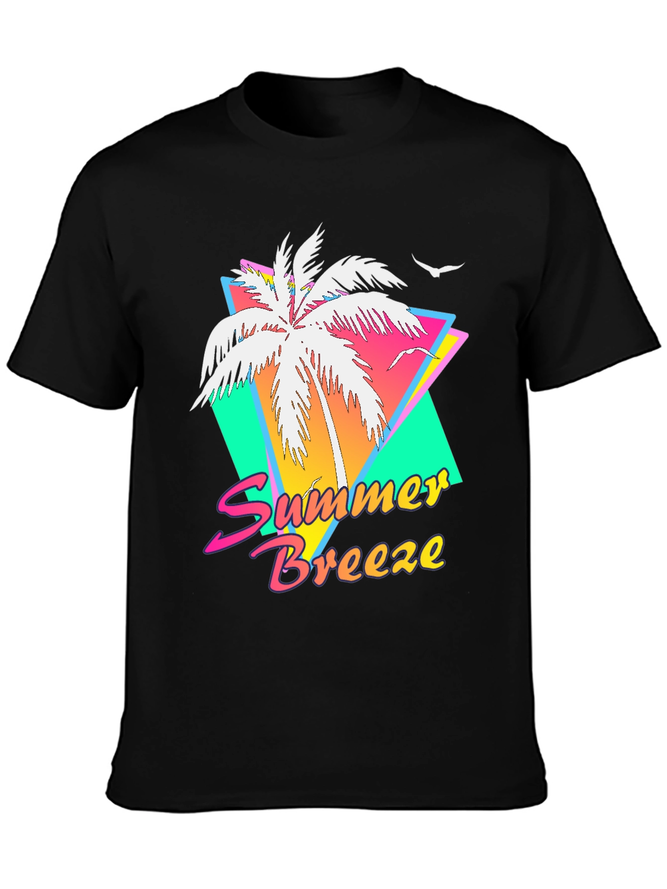 Summer Breeze Graphic Tee - Retro Palm Tree Design