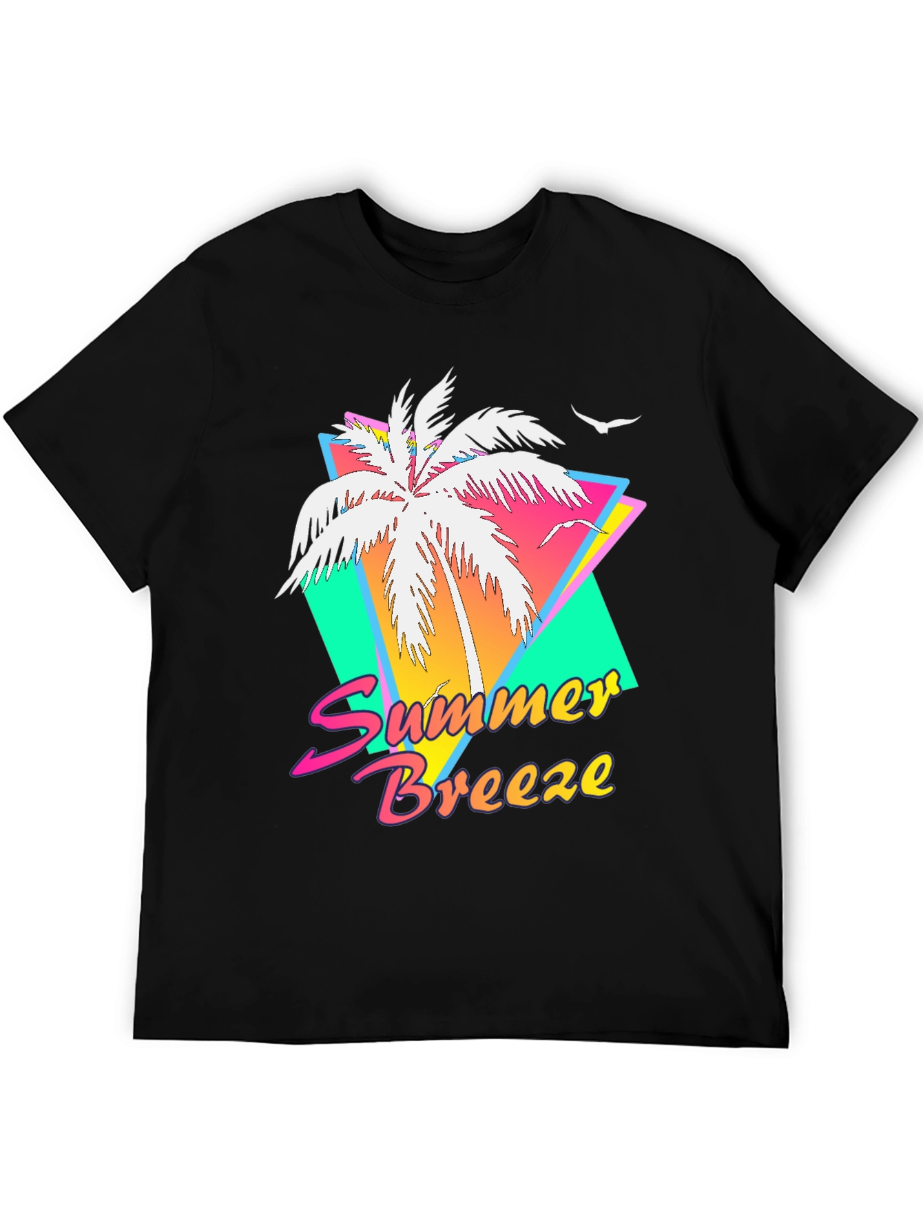 Summer Breeze Graphic Tee - Retro Palm Tree Design