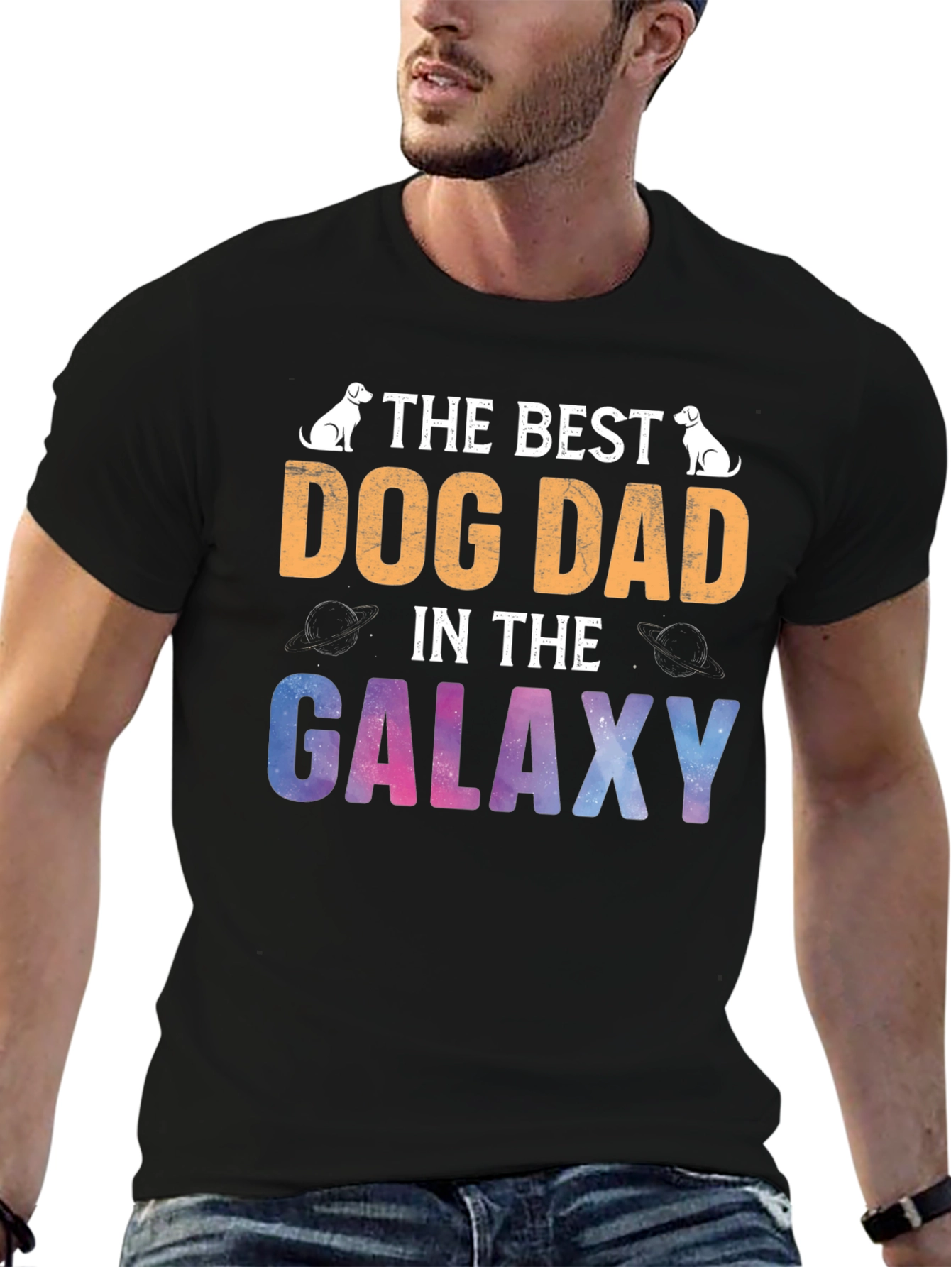 Best Dog Dad Galaxy T-Shirt
