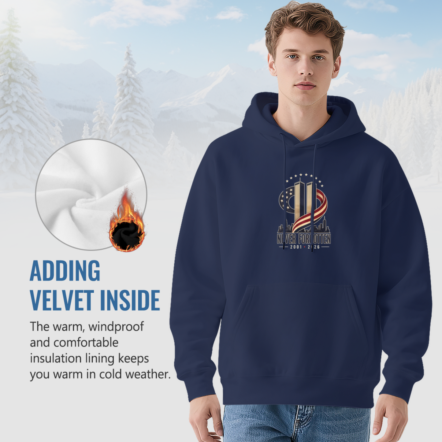 Never Forgotten Twin Towers Skyline 9?11 Tribute Hoodie