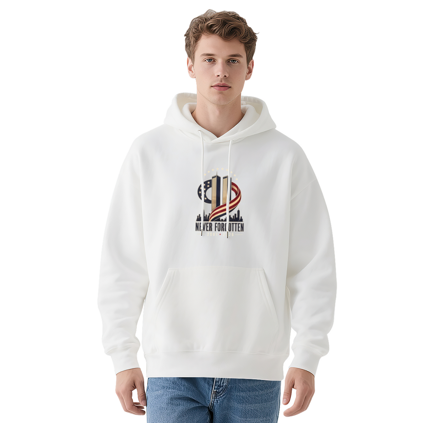 Never Forgotten Twin Towers Skyline 9?11 Tribute Hoodie