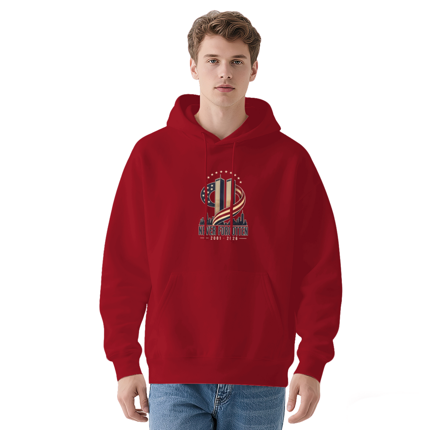Never Forgotten Twin Towers Skyline 9?11 Tribute Hoodie