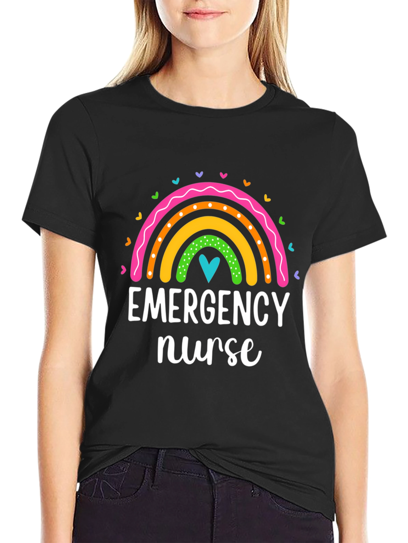 Emergency Nurse Rainbow Heart T-Shirt