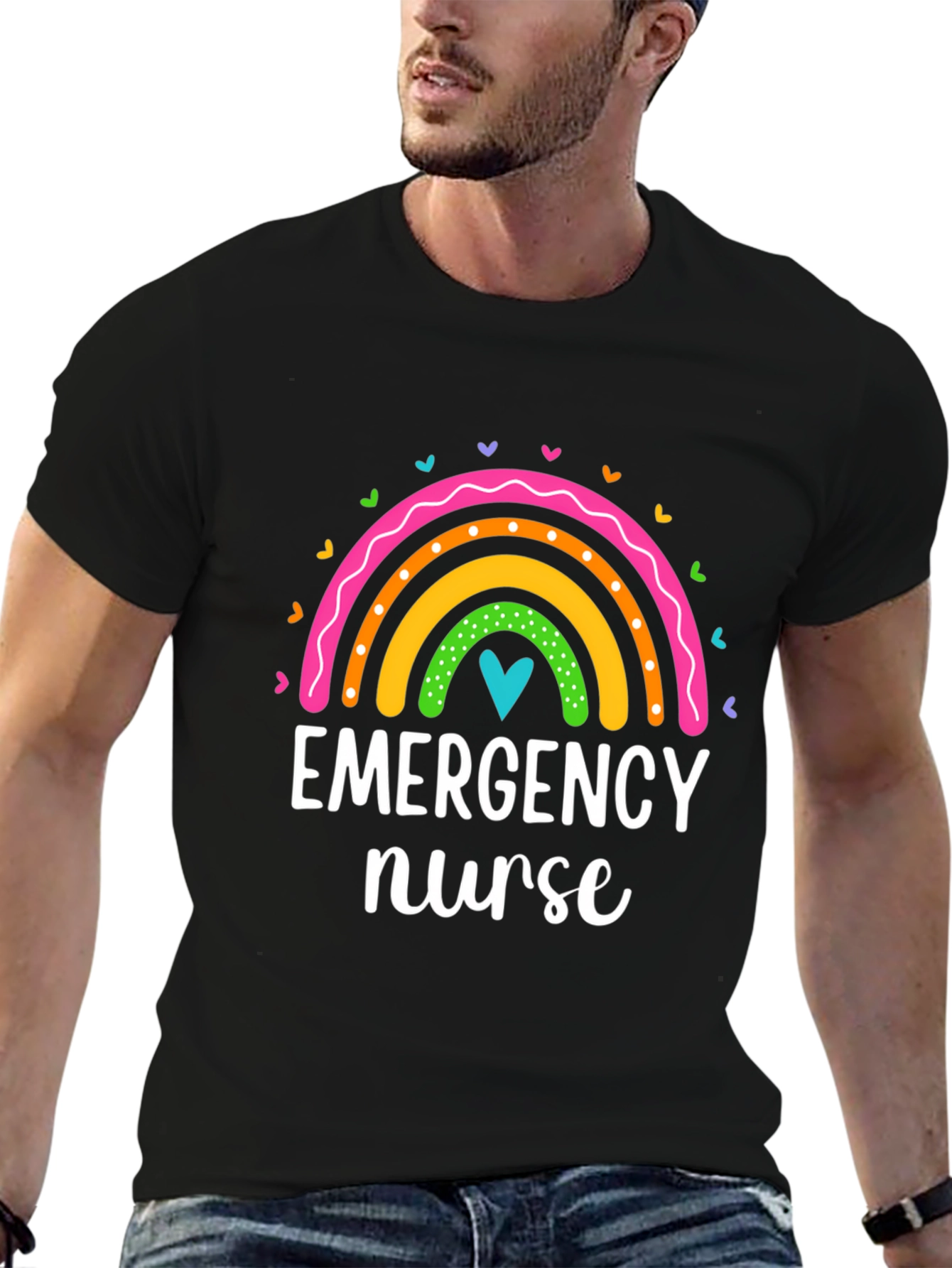 Emergency Nurse Rainbow Heart T-Shirt