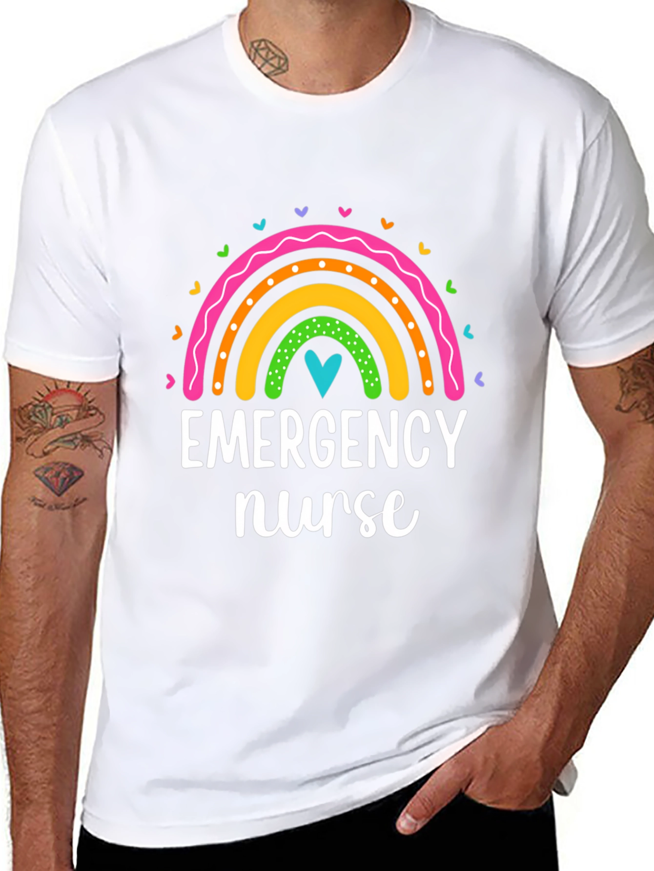 Emergency Nurse Rainbow Heart T-Shirt