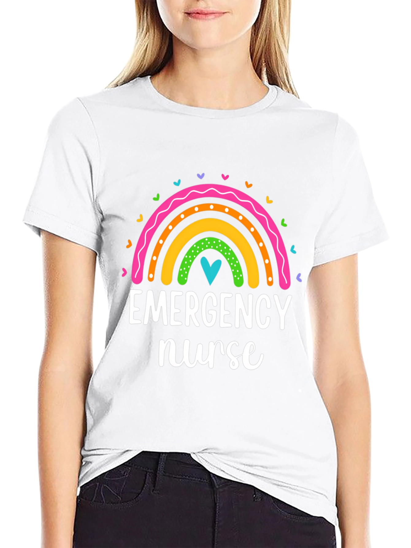 Emergency Nurse Rainbow Heart T-Shirt
