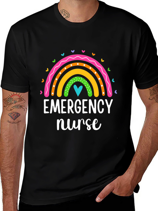 Emergency Nurse Rainbow Heart T-Shirt