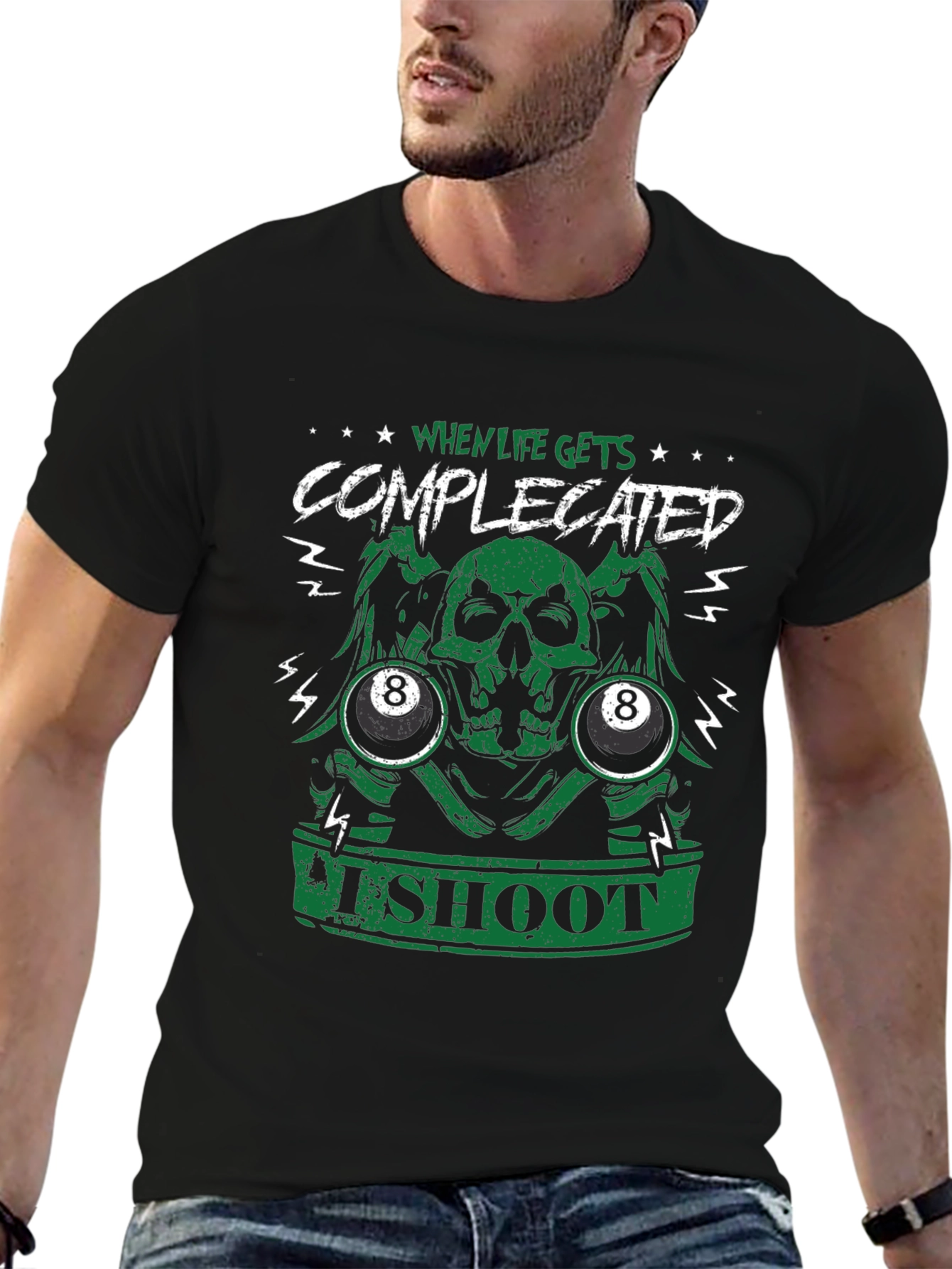 When Life Gets Complicated 8 Ball Graphic Tee