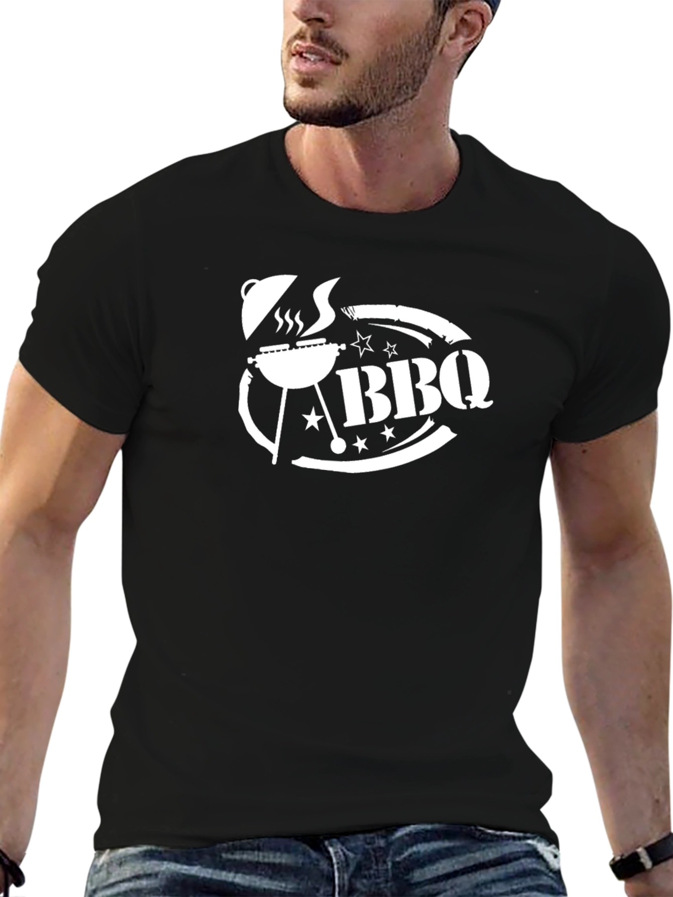 BBQ Grill T-Shirt - Black Cotton Graphic Tee