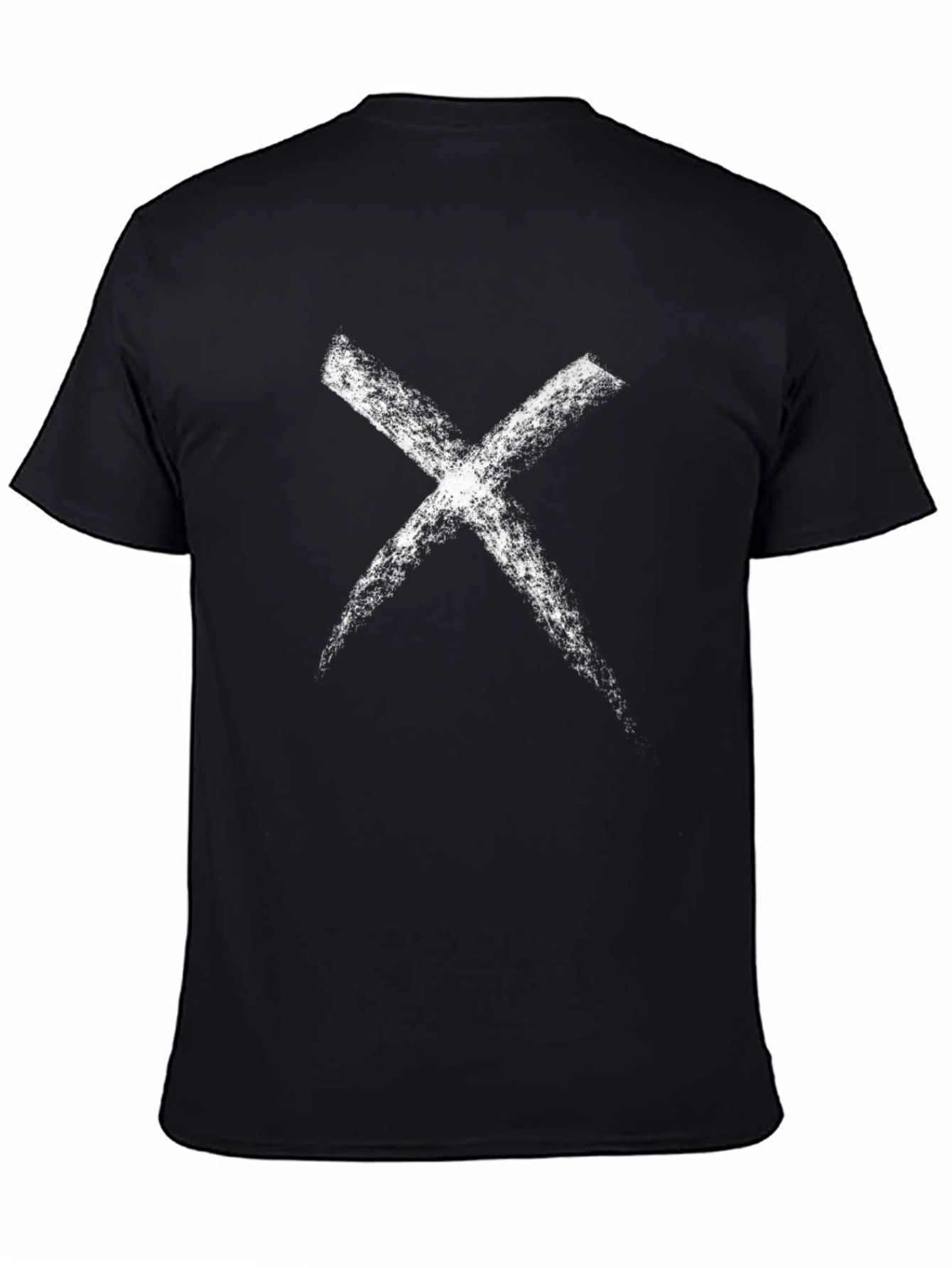 Mens Black T-Shirt with White X Design