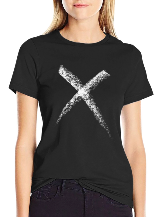 Mens Black T-Shirt with White X Design