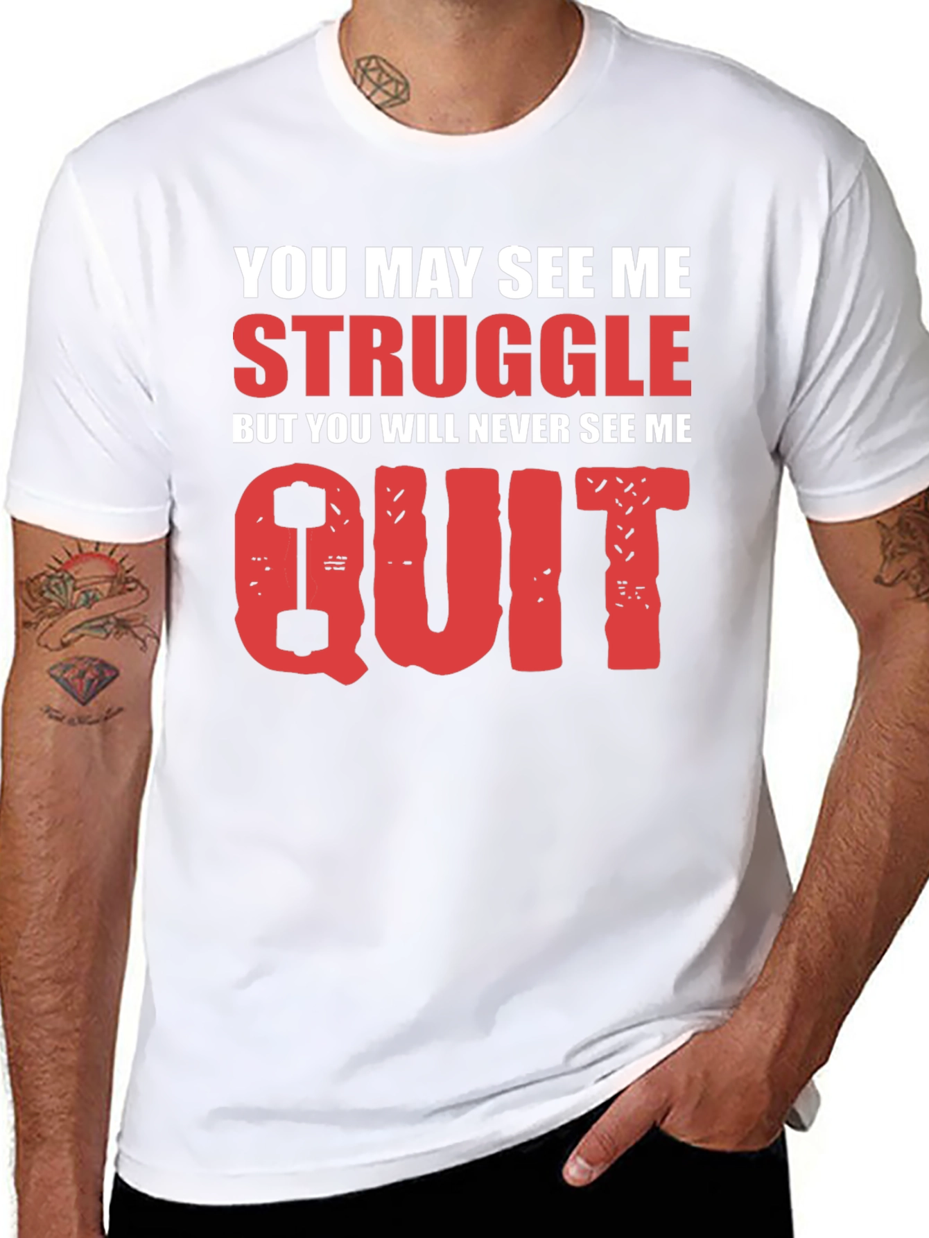 Motivational Never Quit Graphic T-Shirt